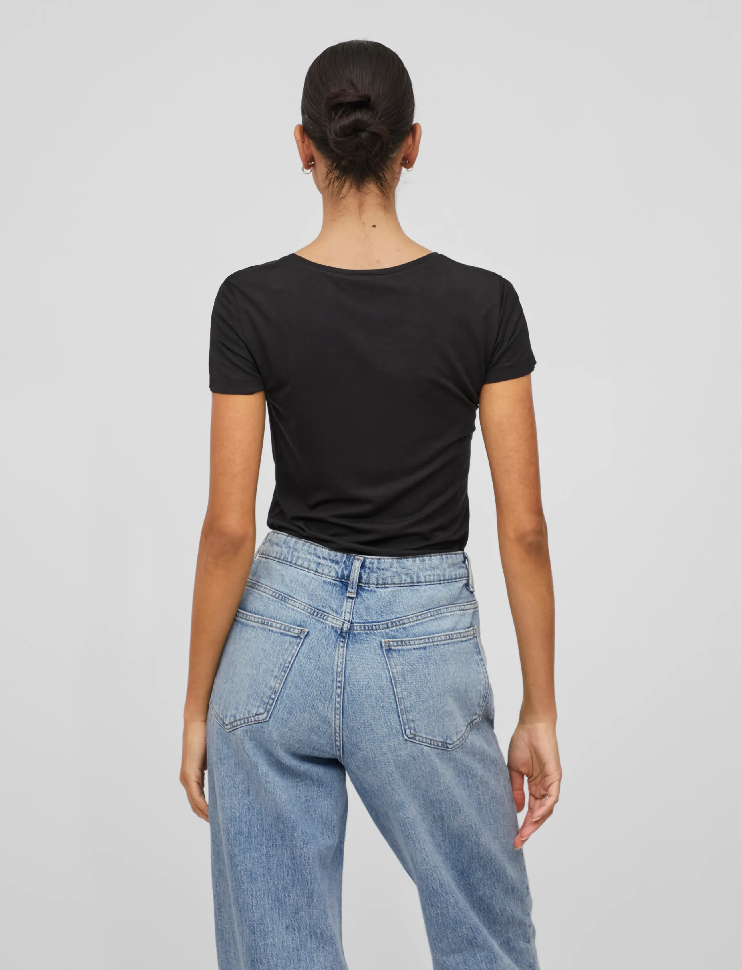 Vila - VIDAISY O-NECK S/S TOP - - t-shirty - black - 3