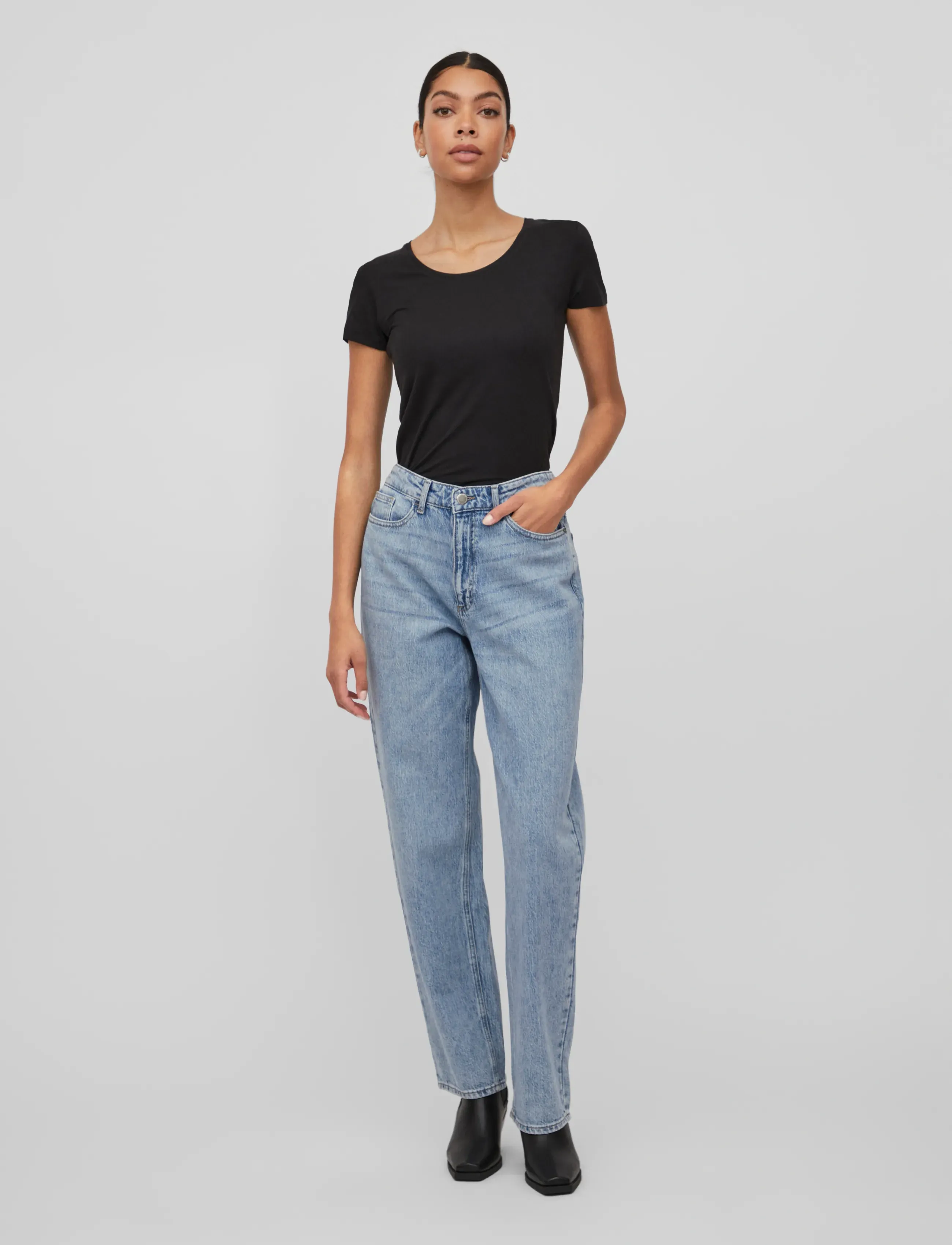 Vila - VIDAISY O-NECK S/S TOP - - t-shirty - black - 4