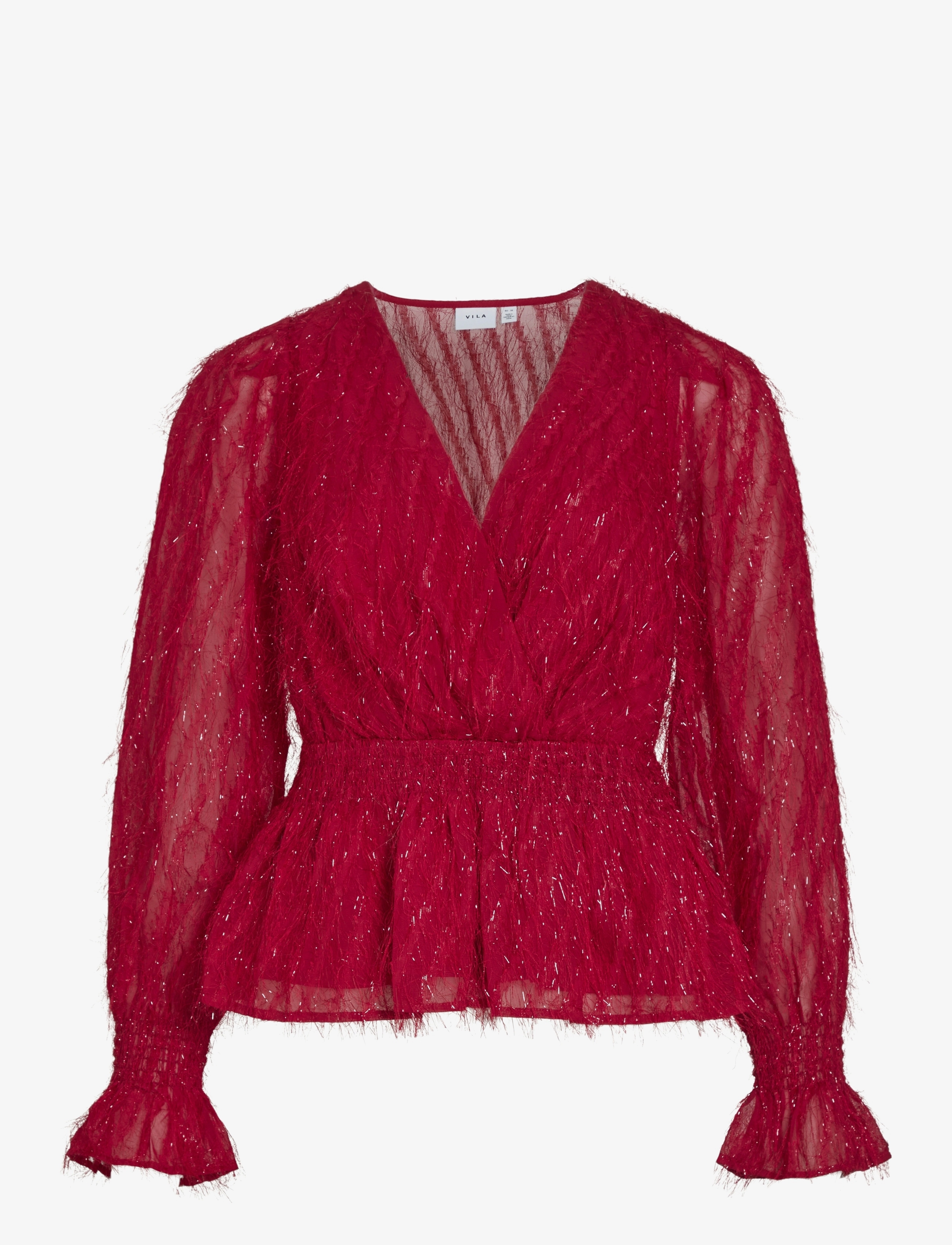 VILA Vifeather L/S V-Ausschnitt Oberteil /Ka Rot - 38 - Damen