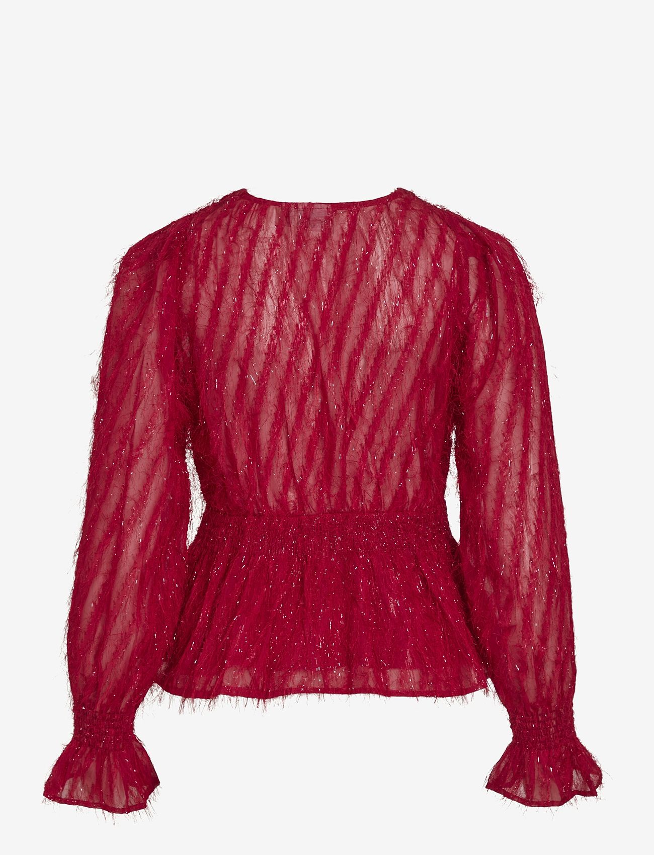 Vila - VIFEATHER L/S V-NECK TOP /KA - laveste priser - fiery red - 2