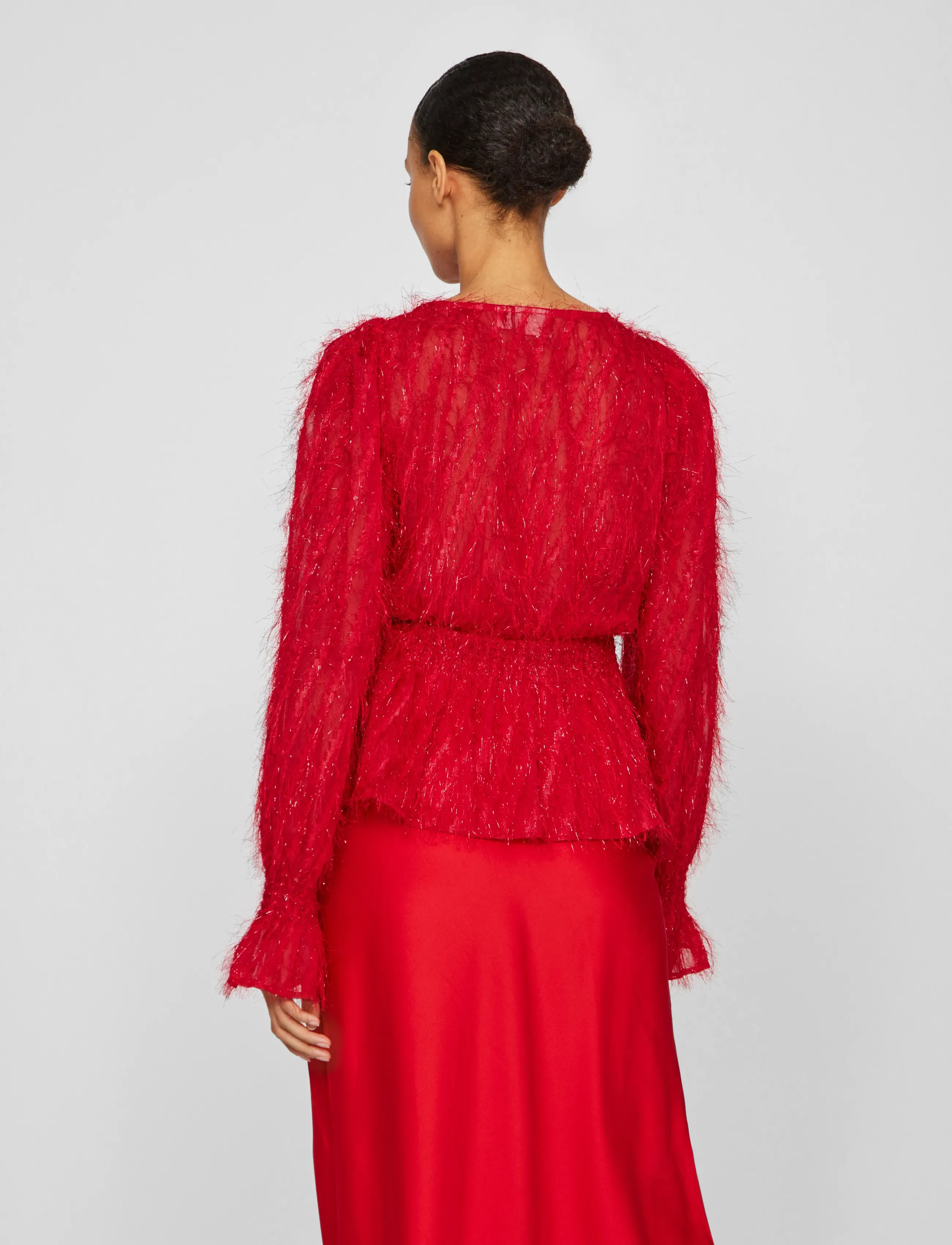 Vila - VIFEATHER L/S V-NECK TOP /KA - palaidinukės ilgomis rankovėmis - fiery red - 3