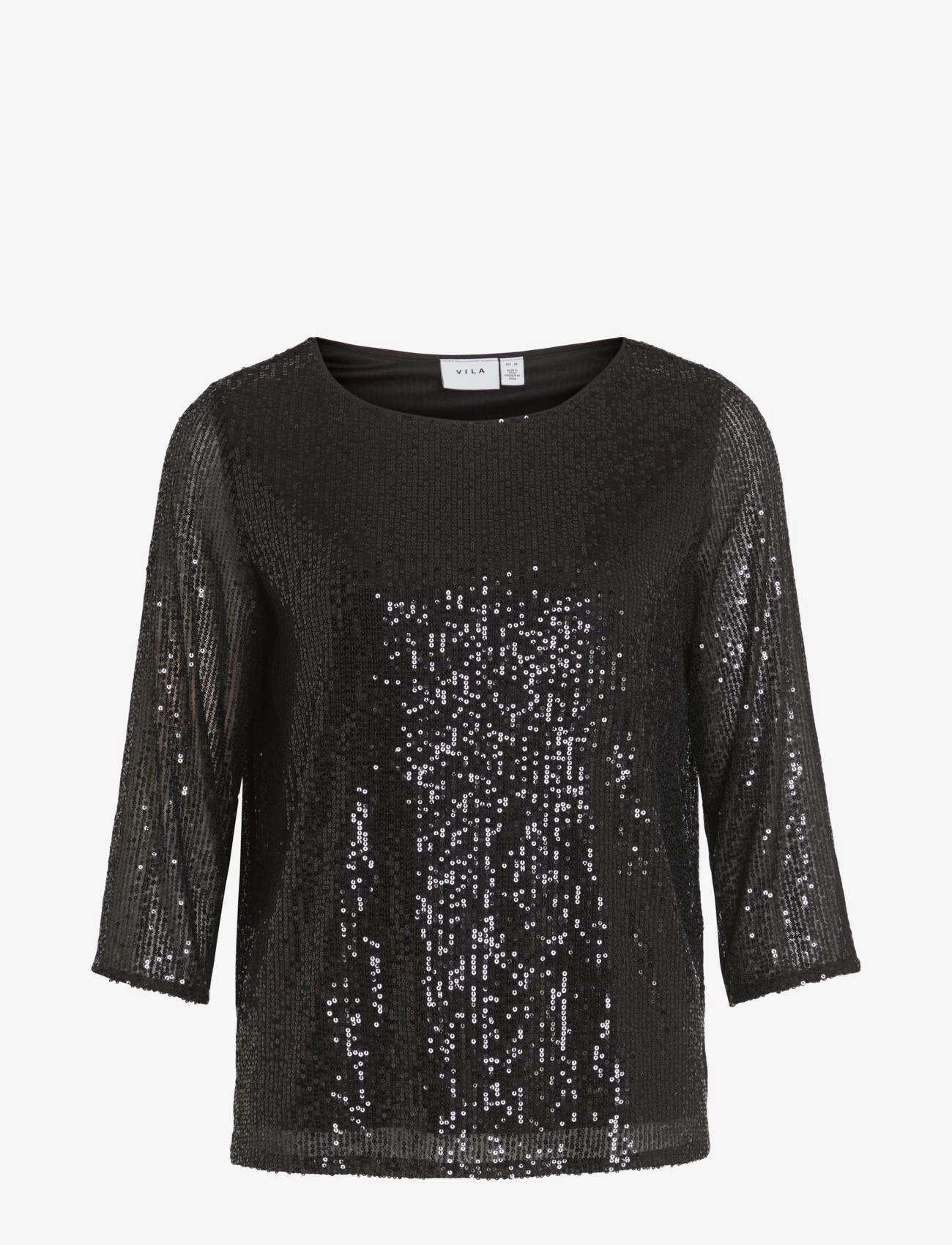 Vila VISPARKLING 3/4 O-NECK TOP/KA - Vila - BLACK / black