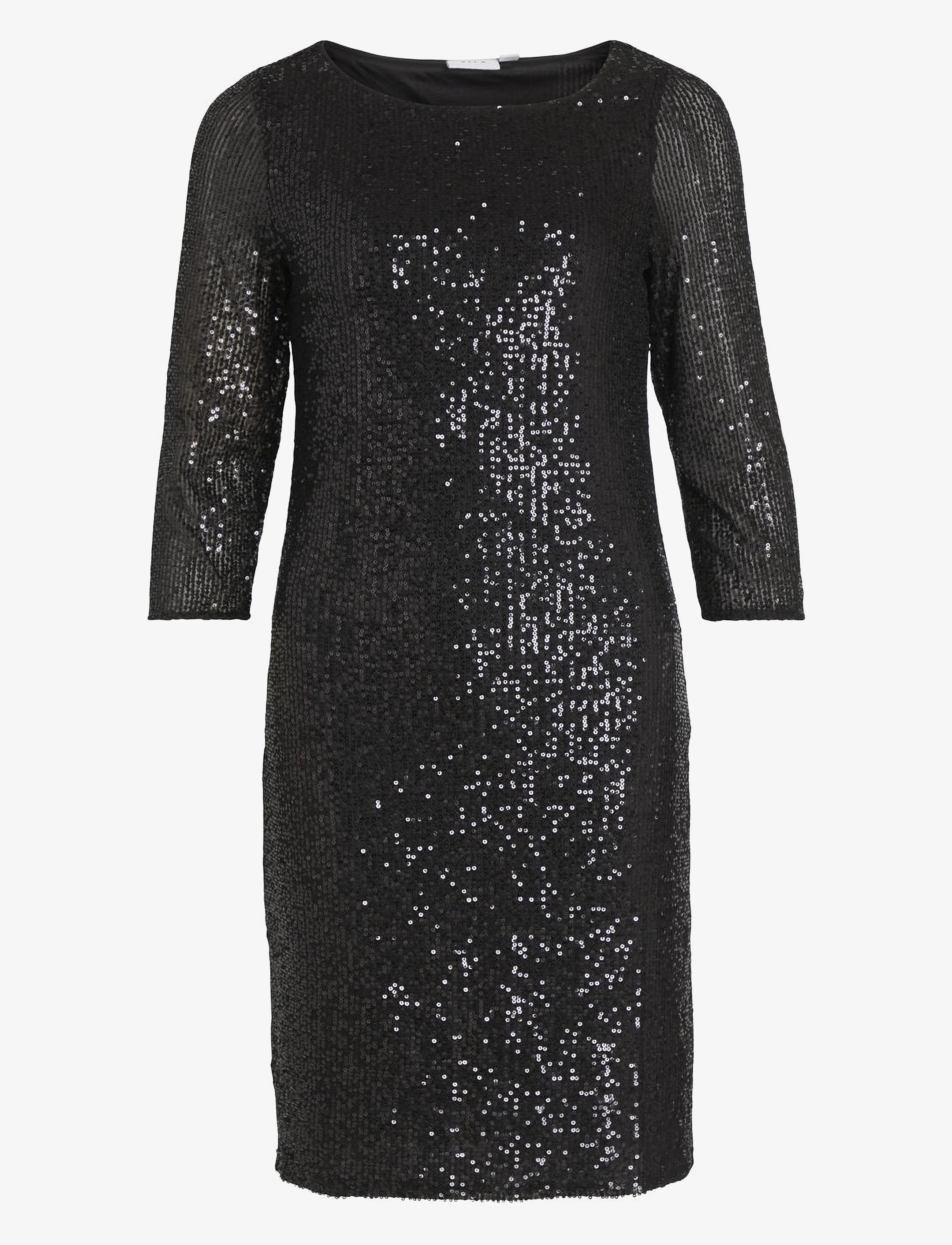 Vila VISPARKLING 3/4 O-NECK DRESS/KA - Klänningar - BLACK / black