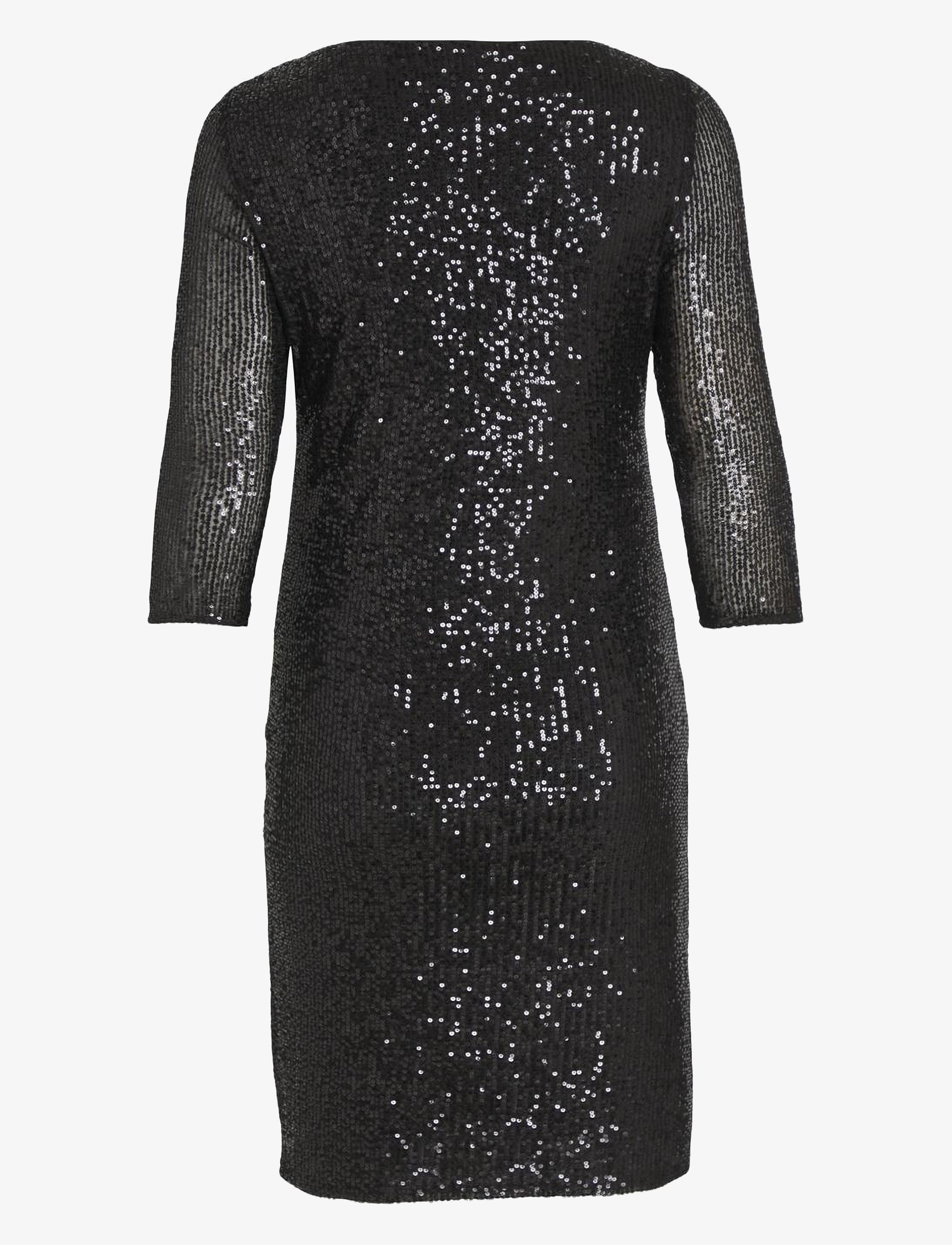 Vila - VISPARKLING 3/4 O-NECK DRESS/KA - pailletkjoler - black - 2