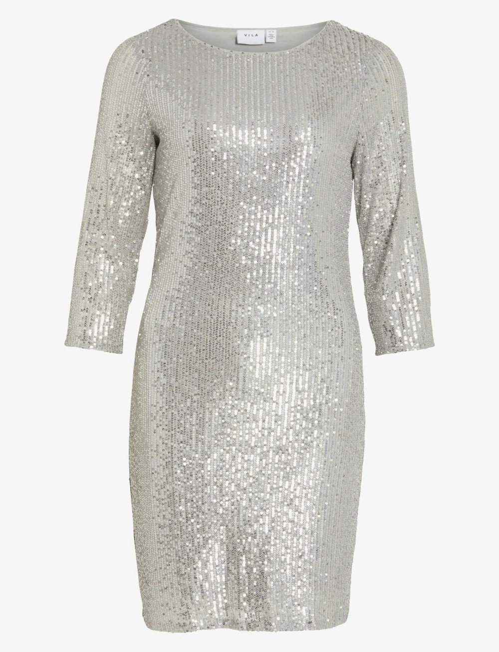 Vila - VISPARKLING 3/4 O-NECK DRESS/KA - kleitas ar vizuļiem - silver - 0