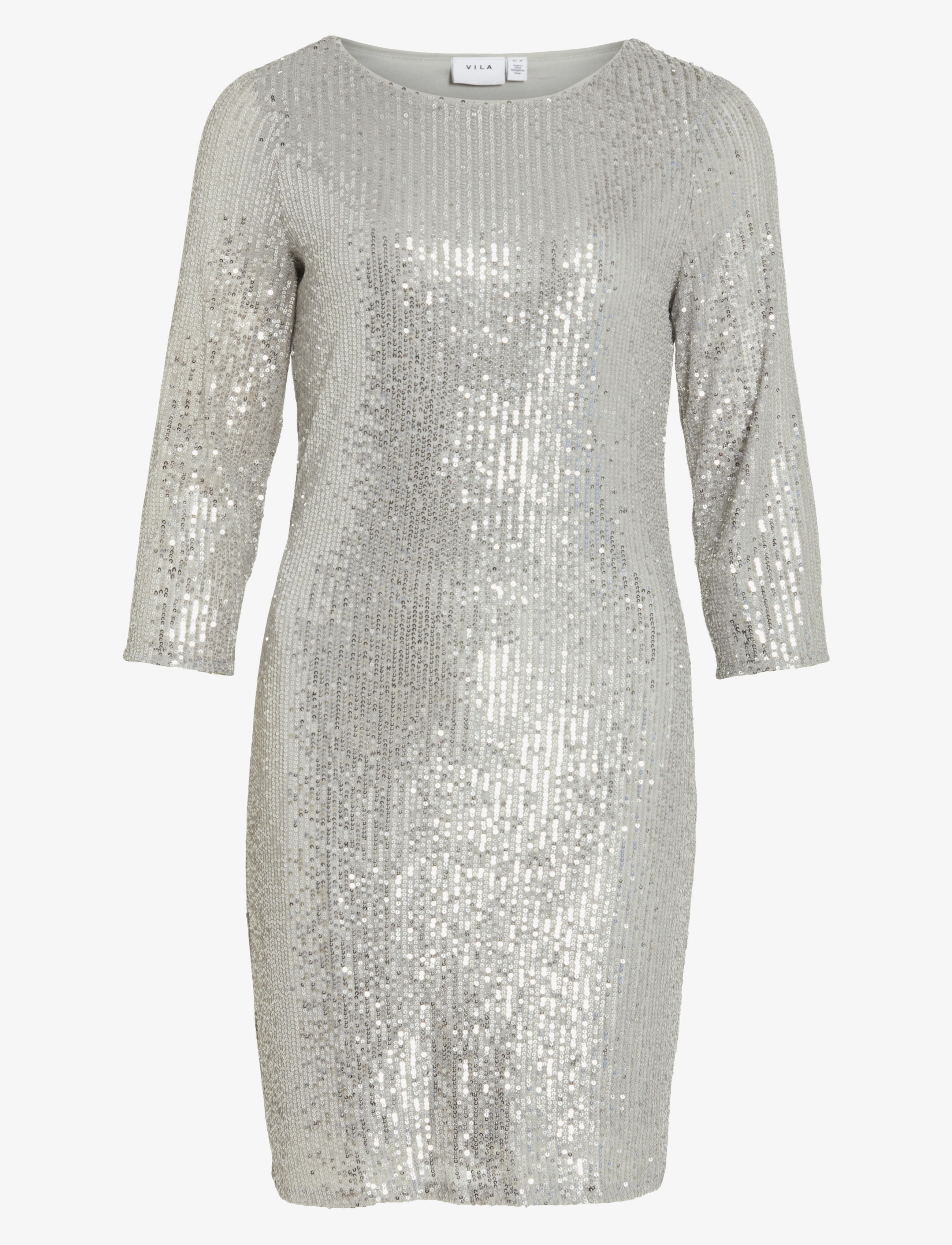 Vila VISPARKLING 3/4 O-NECK DRESS/KA - Klänningar - SILVER / silver