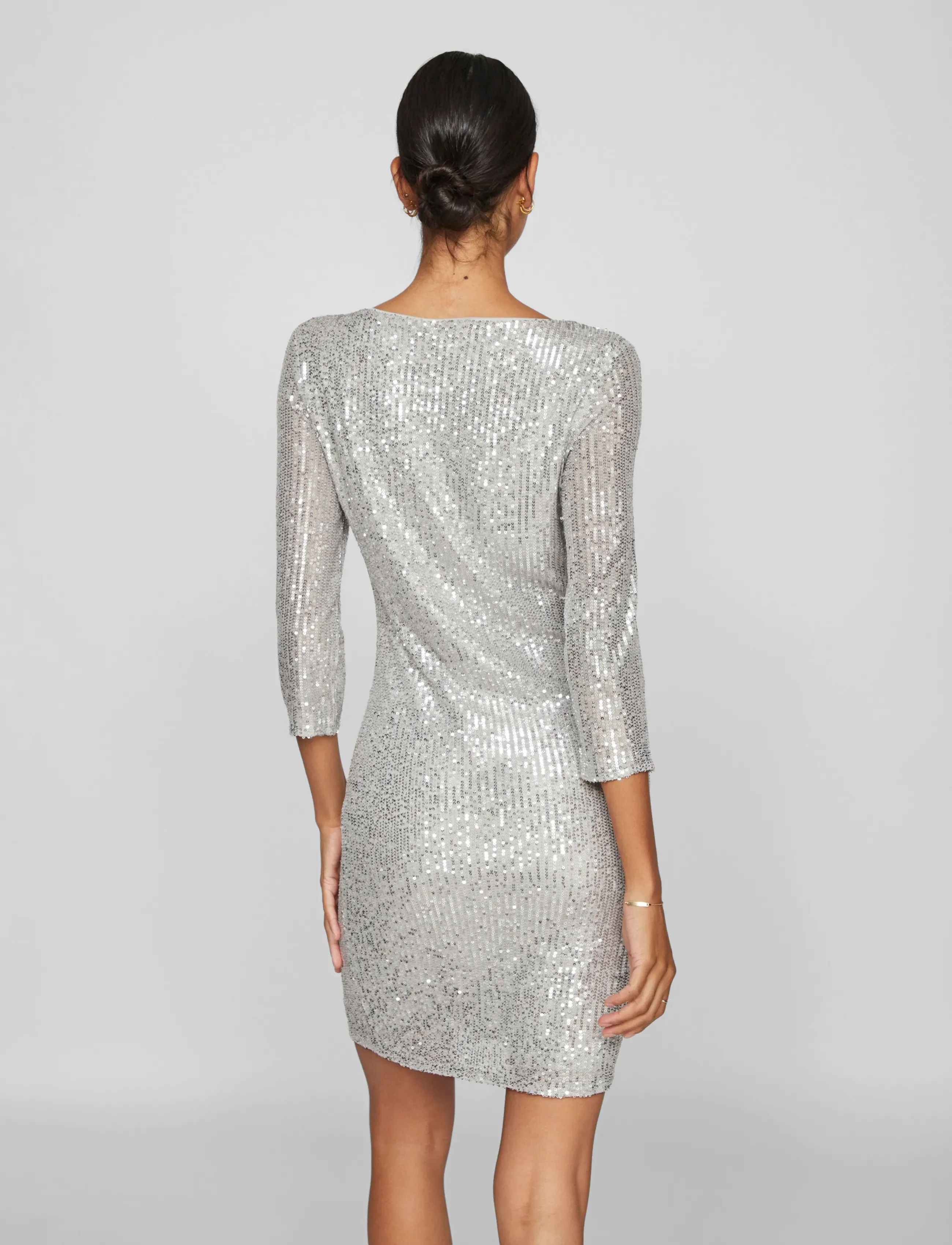 Vila - VISPARKLING 3/4 O-NECK DRESS/KA - paillettenkleider - silver - 3