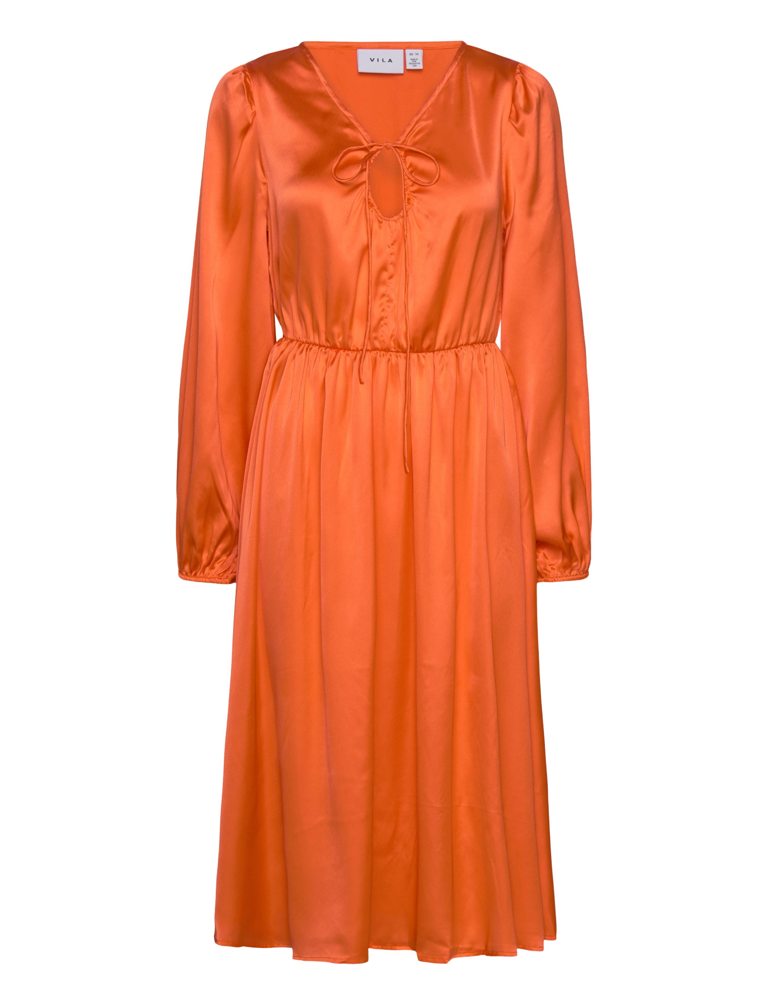 Vila VIPETIA L/S V-NECK MID CALF DRESS/DC - Vila - TIGERLILY / orange