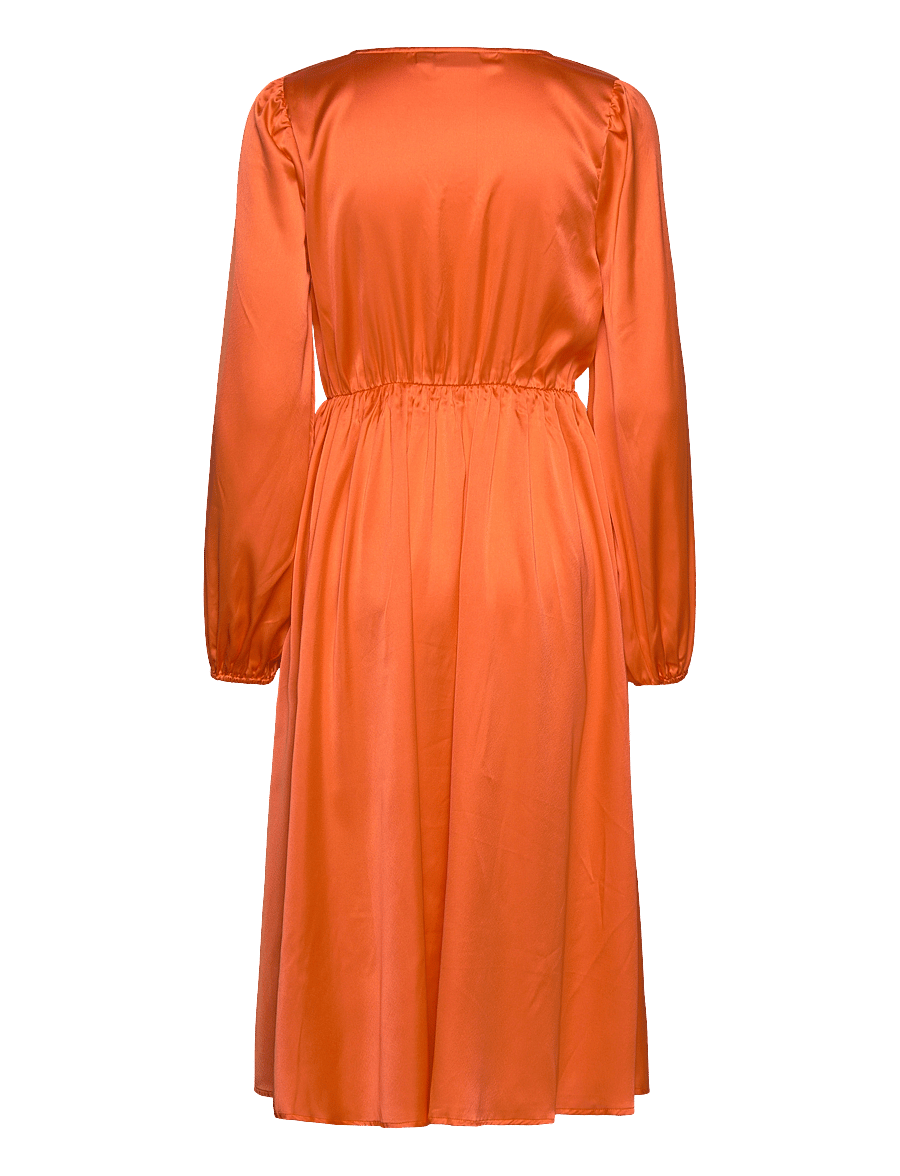 Vila - VIPETIA L/S V-NECK MID CALF DRESS/DC - midi kjoler - tigerlily - 2