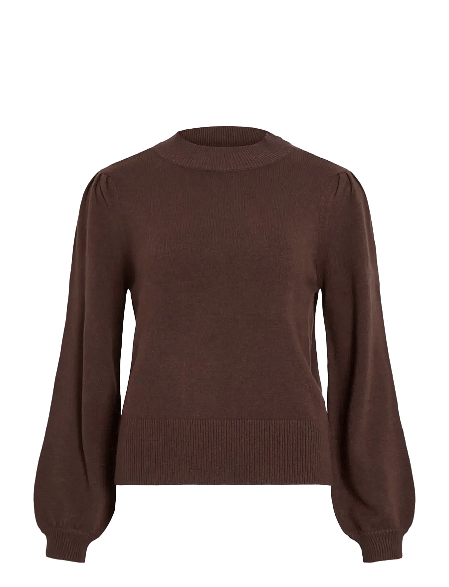 Vila - VIRIL TURTLE-NK BALLOON L/S TOP - NOOS - die niedrigsten preise - coffee bean - 0