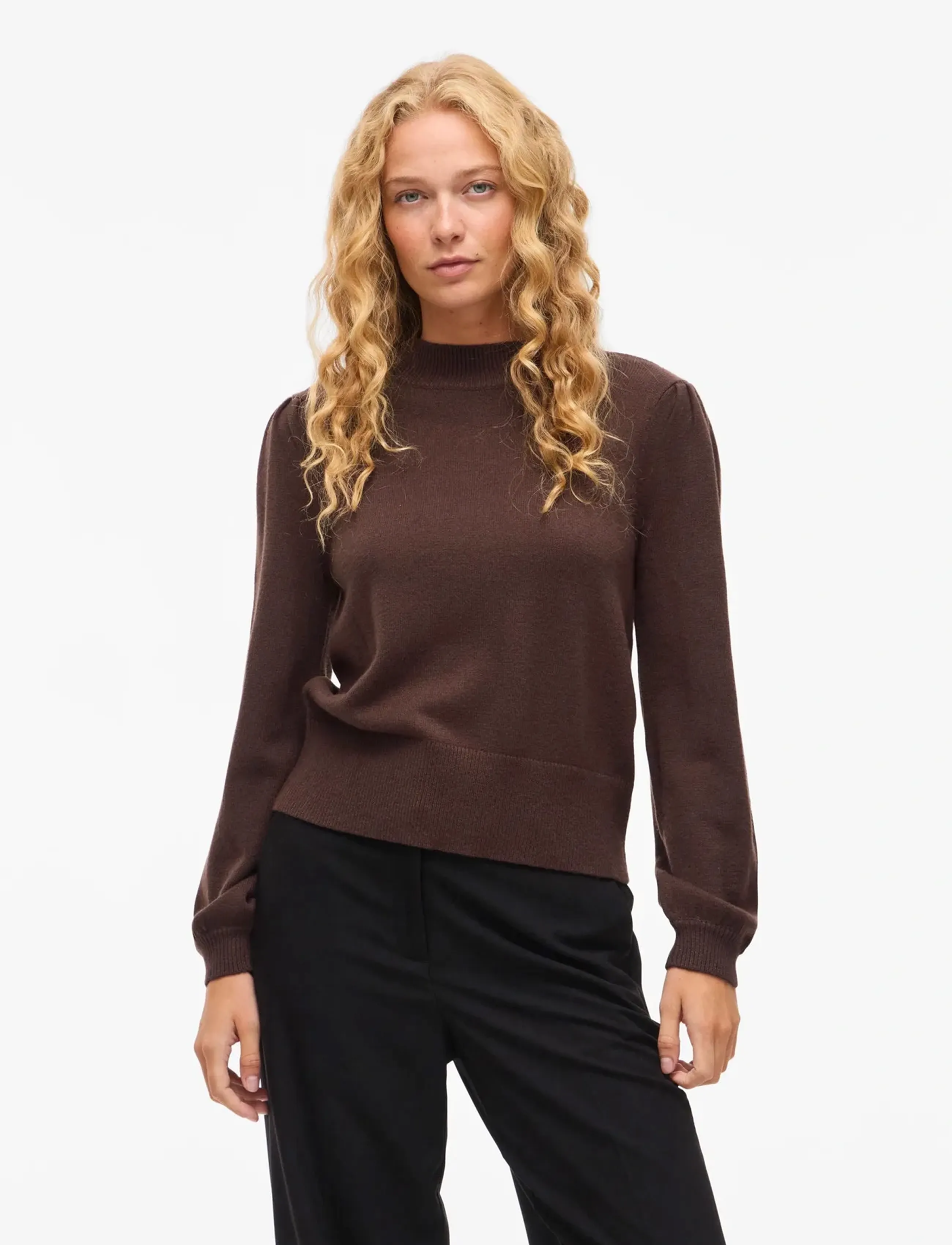 Vila - VIRIL TURTLE-NK BALLOON L/S TOP - NOOS - pullover - coffee bean - 1