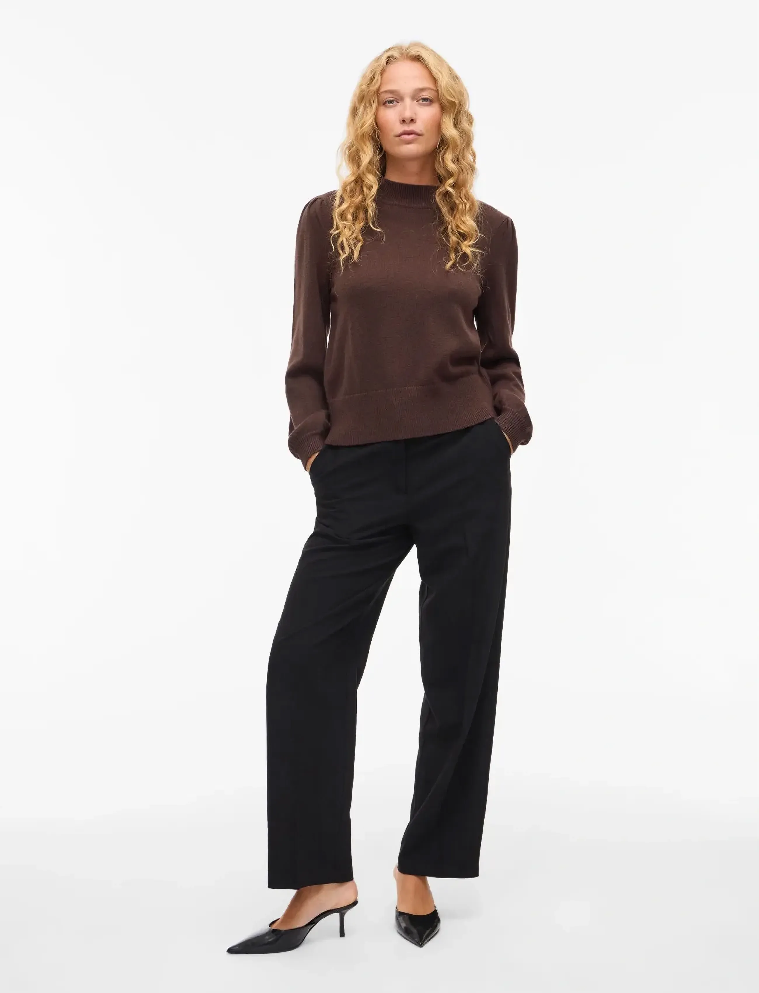 Vila - VIRIL TURTLE-NK BALLOON L/S TOP - NOOS - pullover - coffee bean - 3