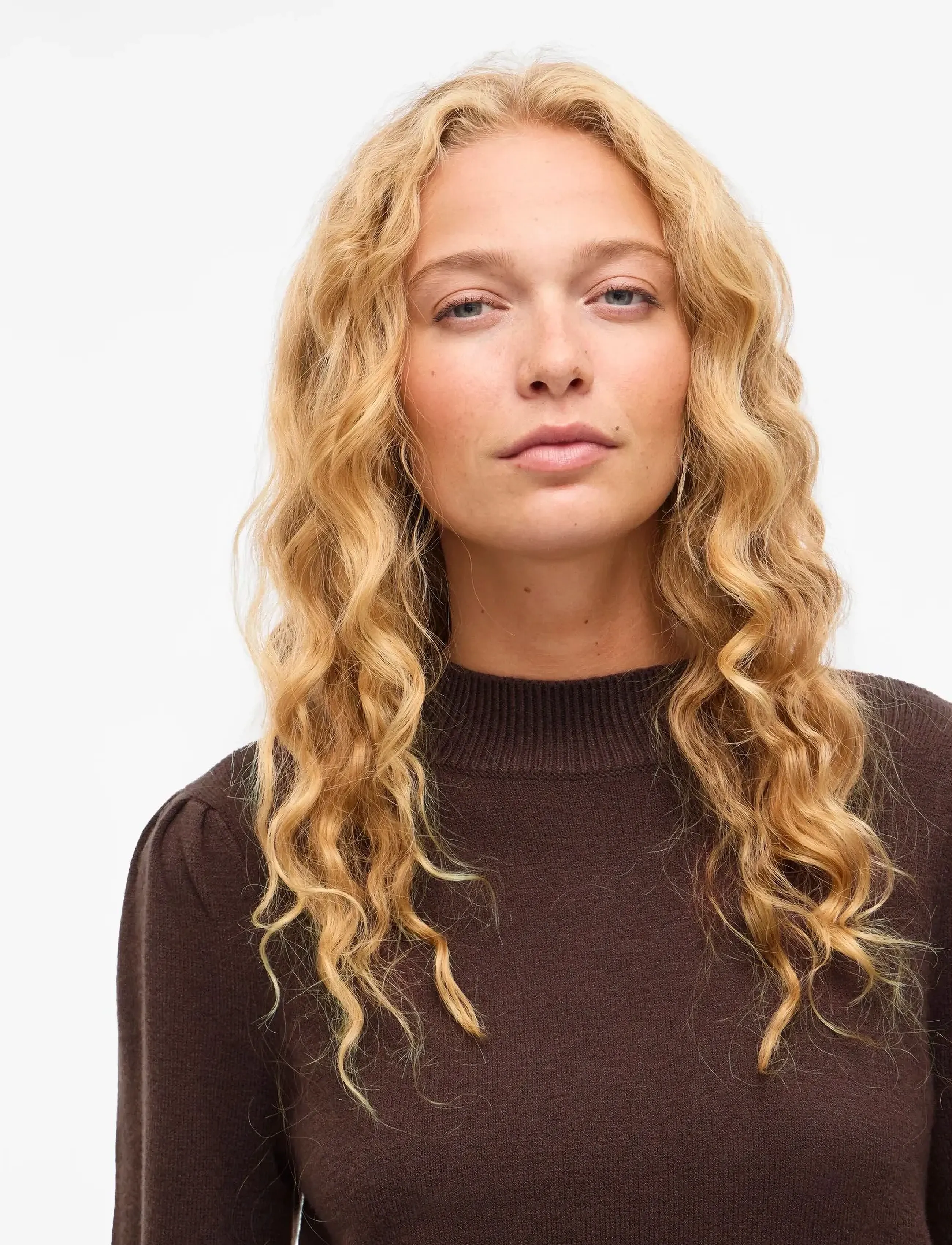 Vila VIRIL TURTLE-NK BALLOON L/S TOP - NOOS - Naistele - COFFEE BEAN / brown
