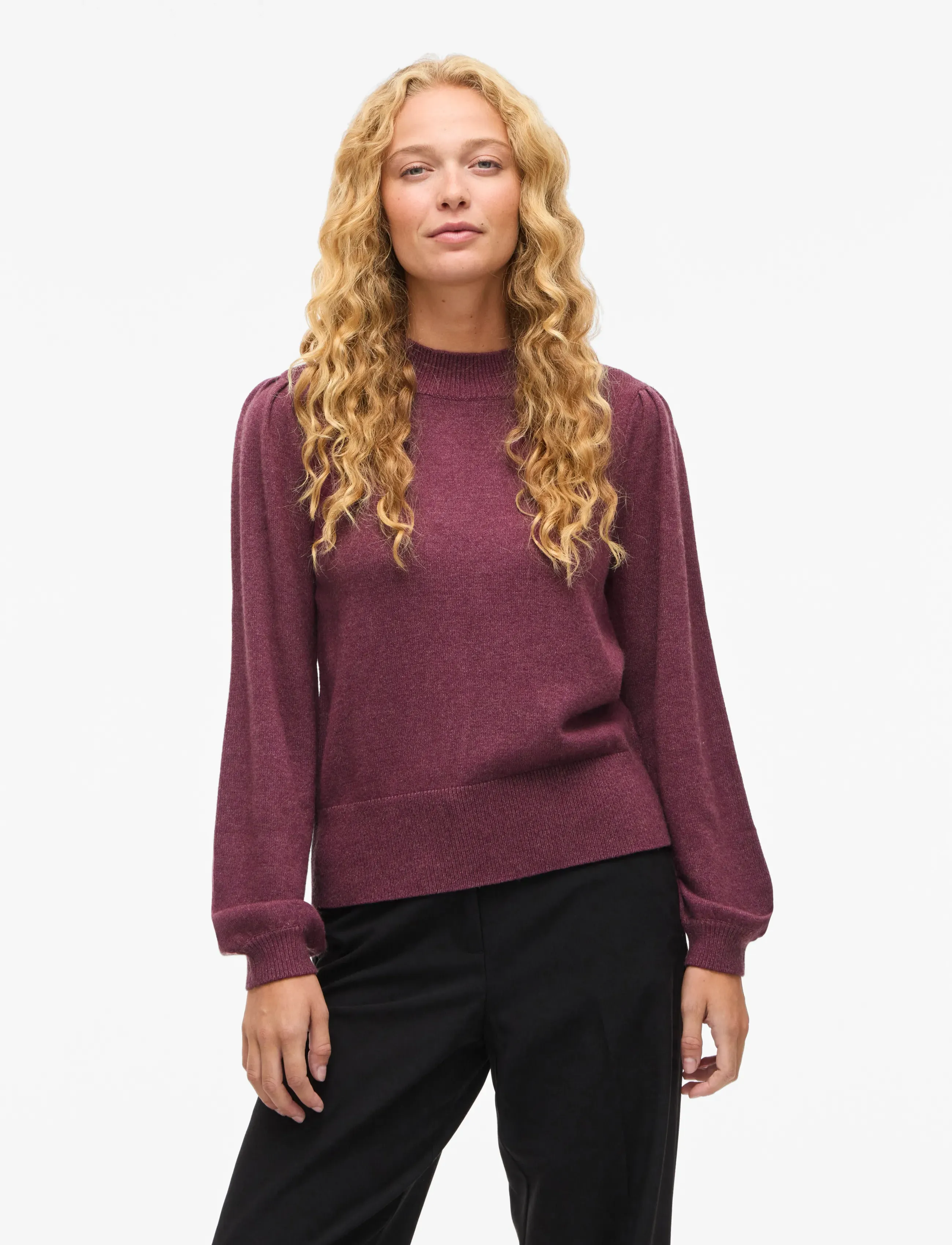 Vila Viril Turtle-Nk Balloon L/S Top Noos, XXL, Knitwear, Burgunderrot - Turtleneck, Frauen