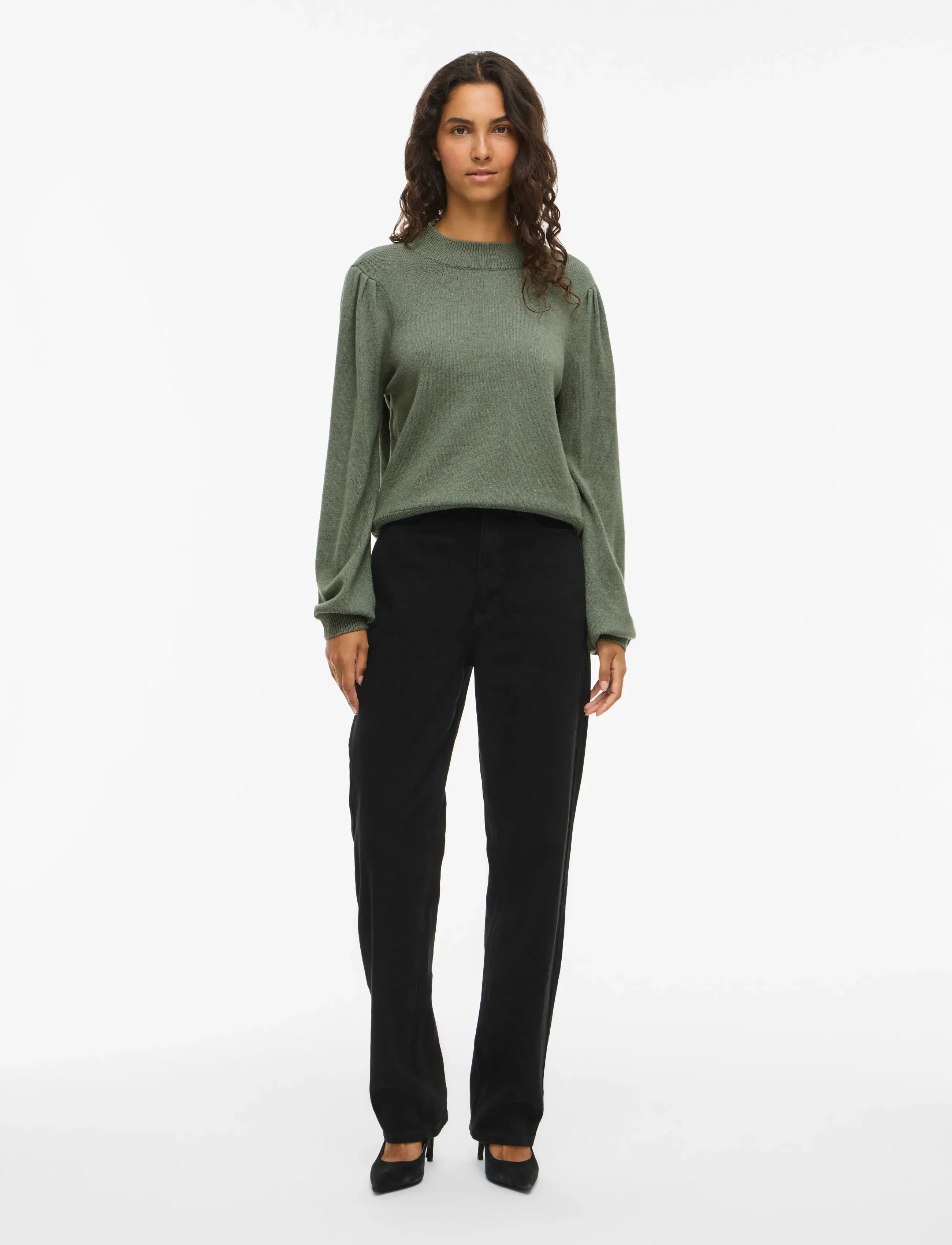Vila - VIRIL TURTLE-NK BALLOON L/S TOP - NOOS - sviitrid - laurel wreath - 4