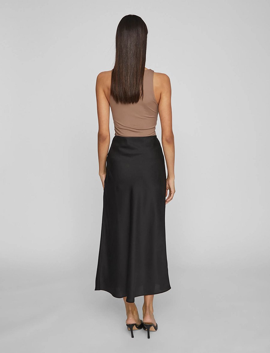 Vila - VIELLETTE HW MIDI SKIRT - NOOS - satinröcke - black - 3