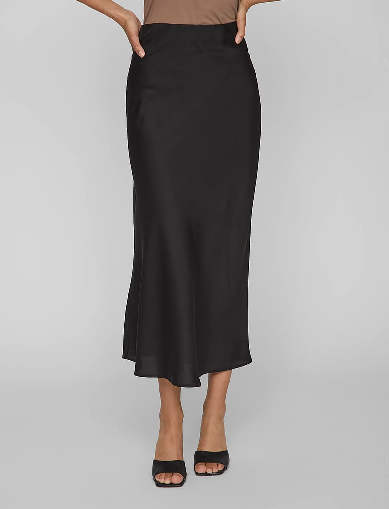 Vila - VIELLETTE HW MIDI SKIRT - NOOS - satinnederdele - black - 4