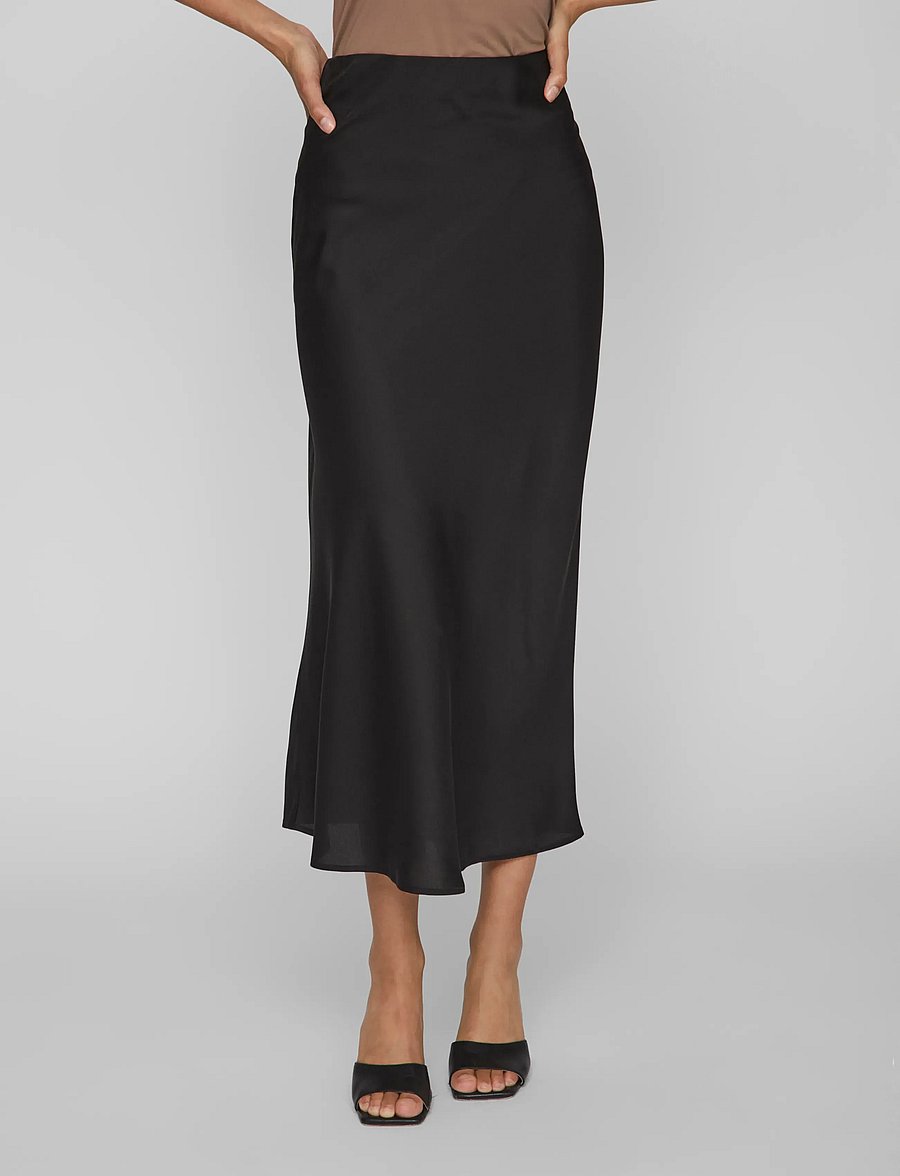 Vila - VIELLETTE HW MIDI SKIRT - NOOS - satinröcke - black - 4