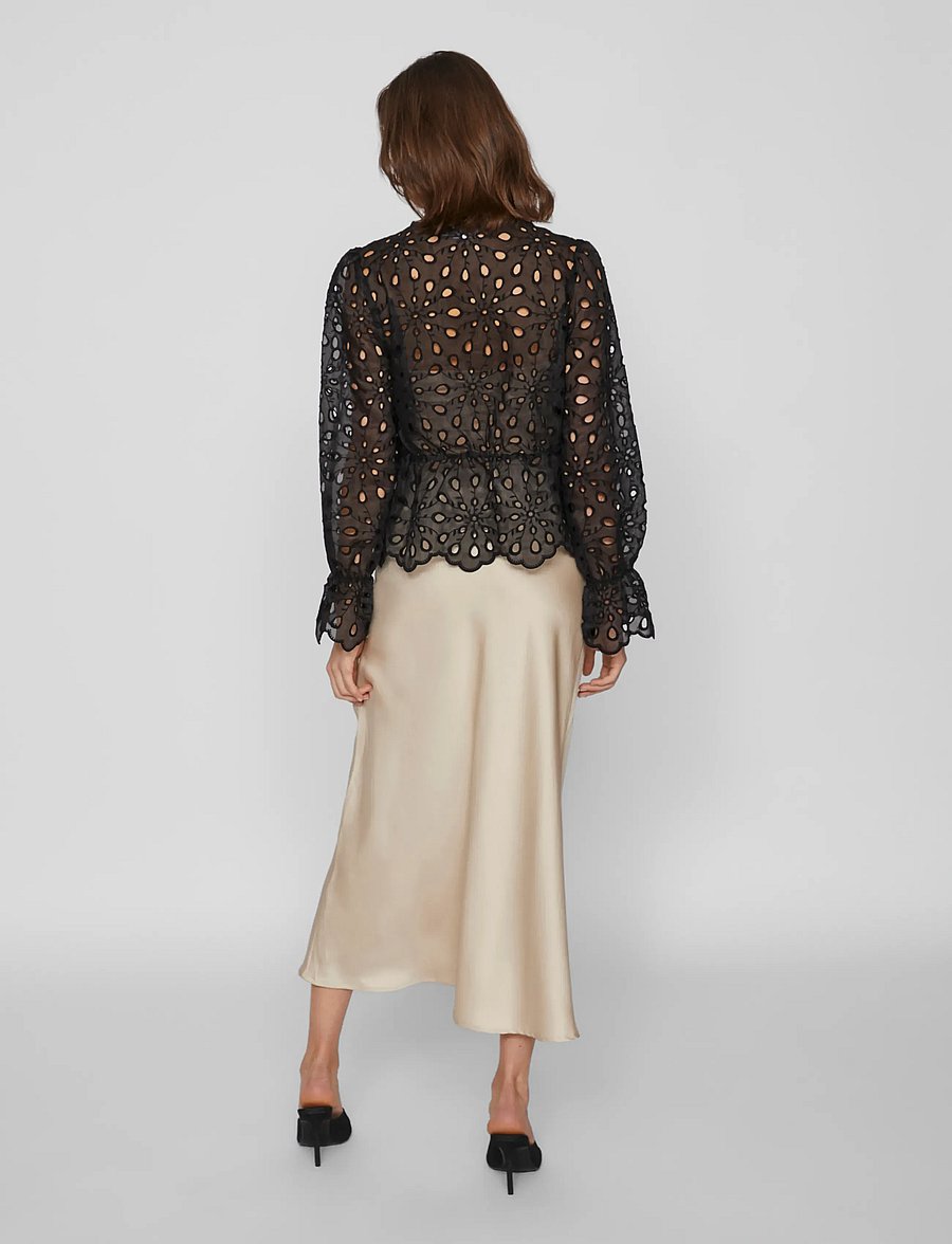 Vila - VIELLETTE HW MIDI SKIRT - NOOS - satino sijonai - cement - 3