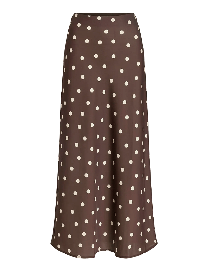 Vila - VIELLETTE HW MIDI SKIRT - NOOS - satinnederdele - coffee bean - 0