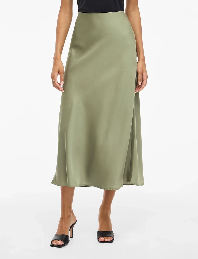 Vila - VIELLETTE HW MIDI SKIRT - NOOS - satinnederdele - oil green - 0