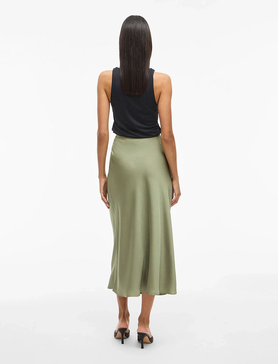 Vila - VIELLETTE HW MIDI SKIRT - NOOS - satiinseelikud - oil green - 3