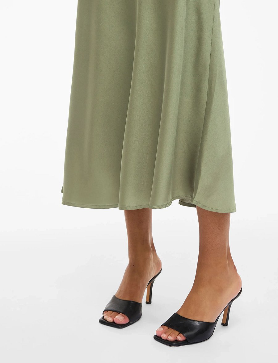 Vila - VIELLETTE HW MIDI SKIRT - NOOS - satiinseelikud - oil green - 5