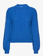 VICHINTI O-NECK CABLE KNIT TOP-NOOS - LAPIS BLUE