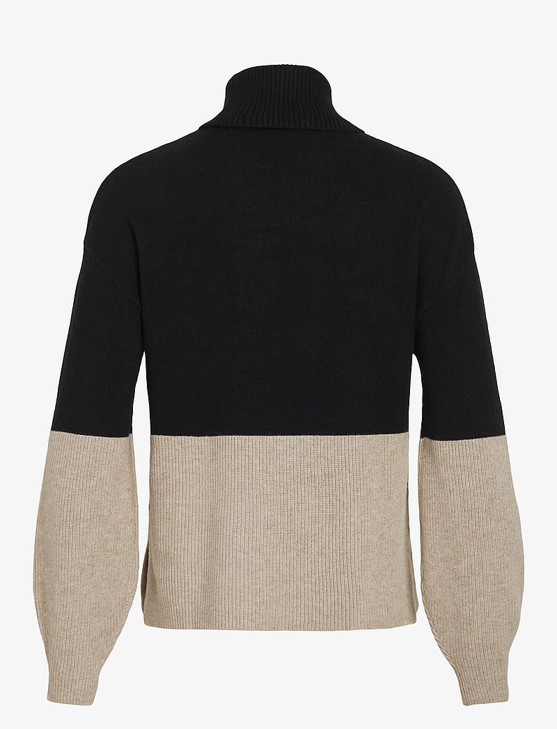 Vila - VIRIL BLOCKING ROLL-NK L/S KNIT TOP-NOOS - pullover - black - 2