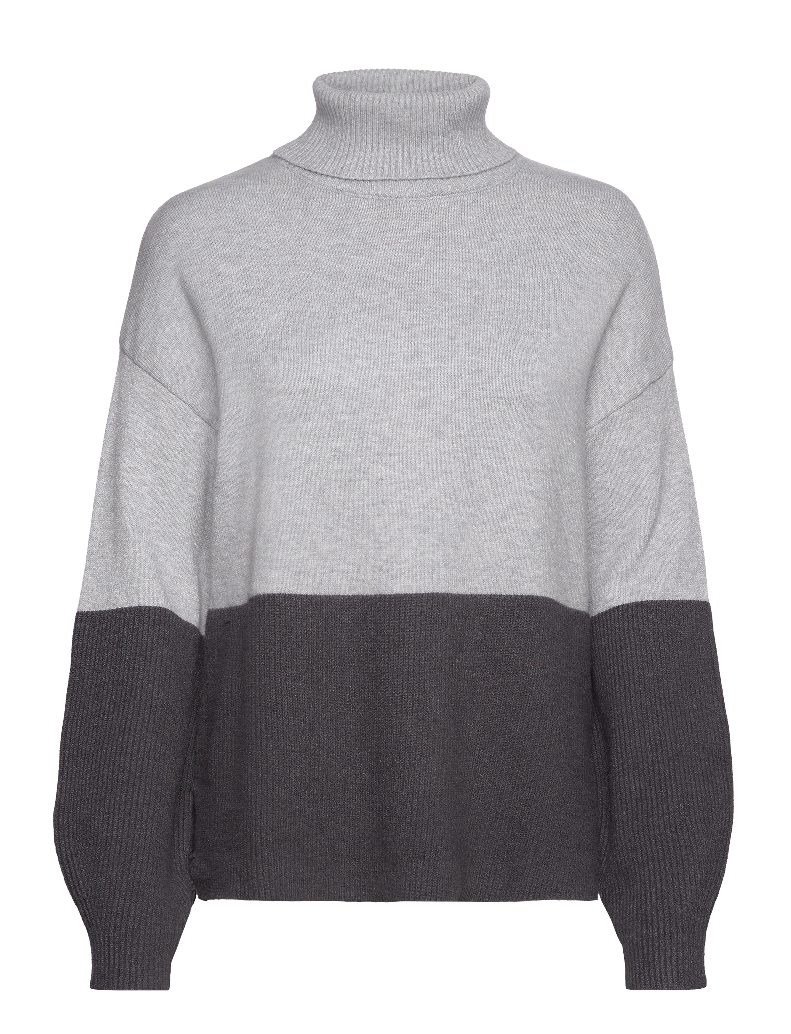 Vila VIRIL BLOCKING ROLL-NK L/S KNIT TOP-NOOS - Trøjer - LIGHT GREY MELANGE / grey