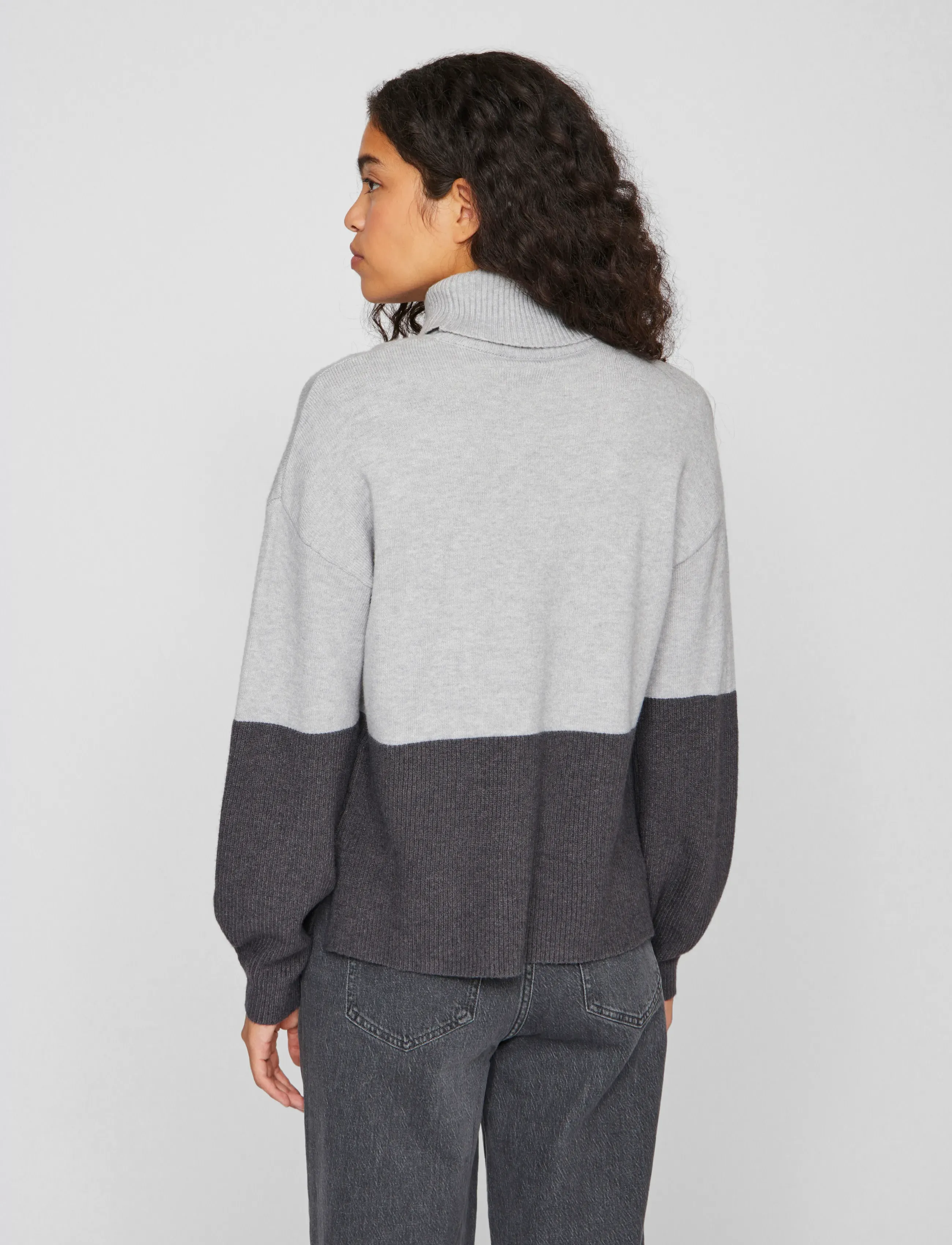 Vila - VIRIL BLOCKING ROLL-NK L/S KNIT TOP-NOOS - laveste priser - light grey melange - 3