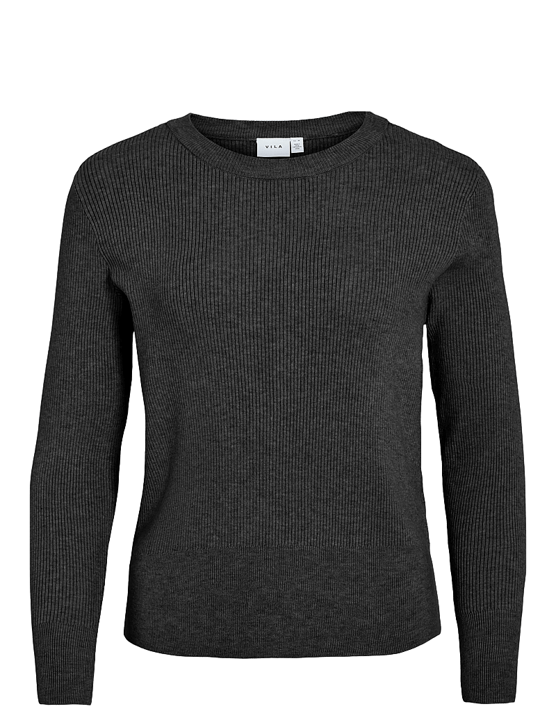 Vila - VICOMFY O-NECK L/S KNIT TOP- NOOS - megztiniai - black - 1