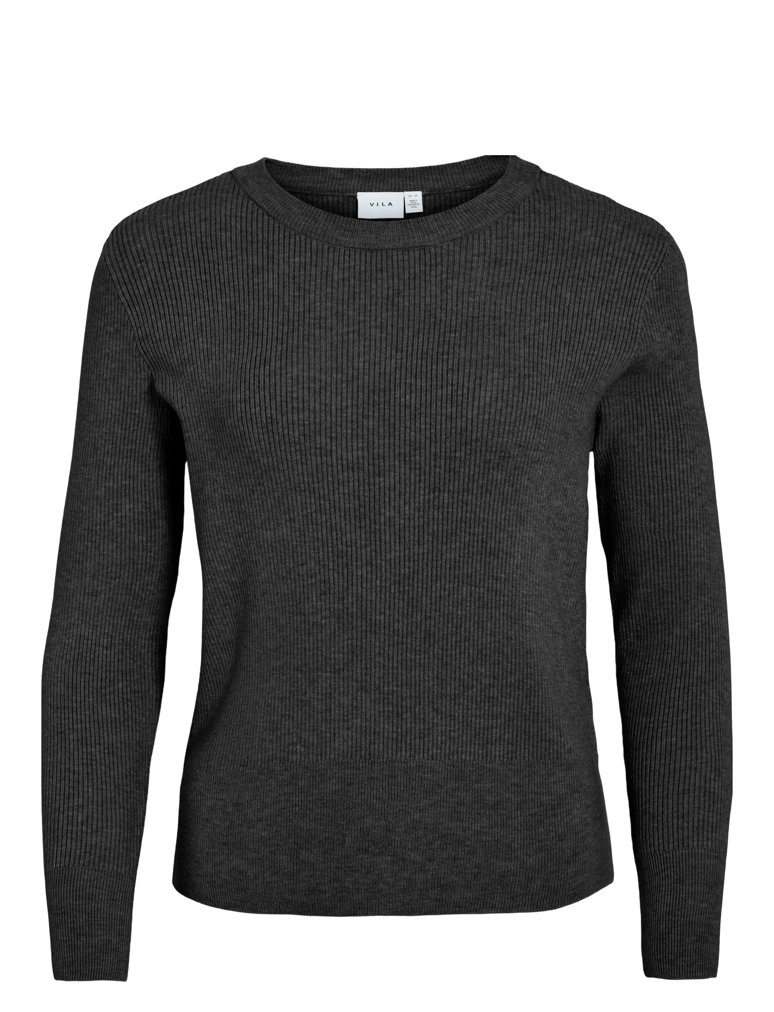 Vila VICOMFY O-NECK L/S KNIT TOP- NOOS - Strickmode - BLACK / black
