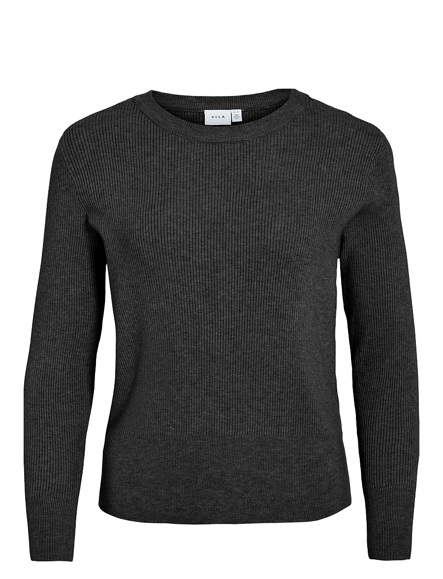 Vila - VICOMFY O-NECK L/S KNIT TOP- NOOS - swetry - black - 1