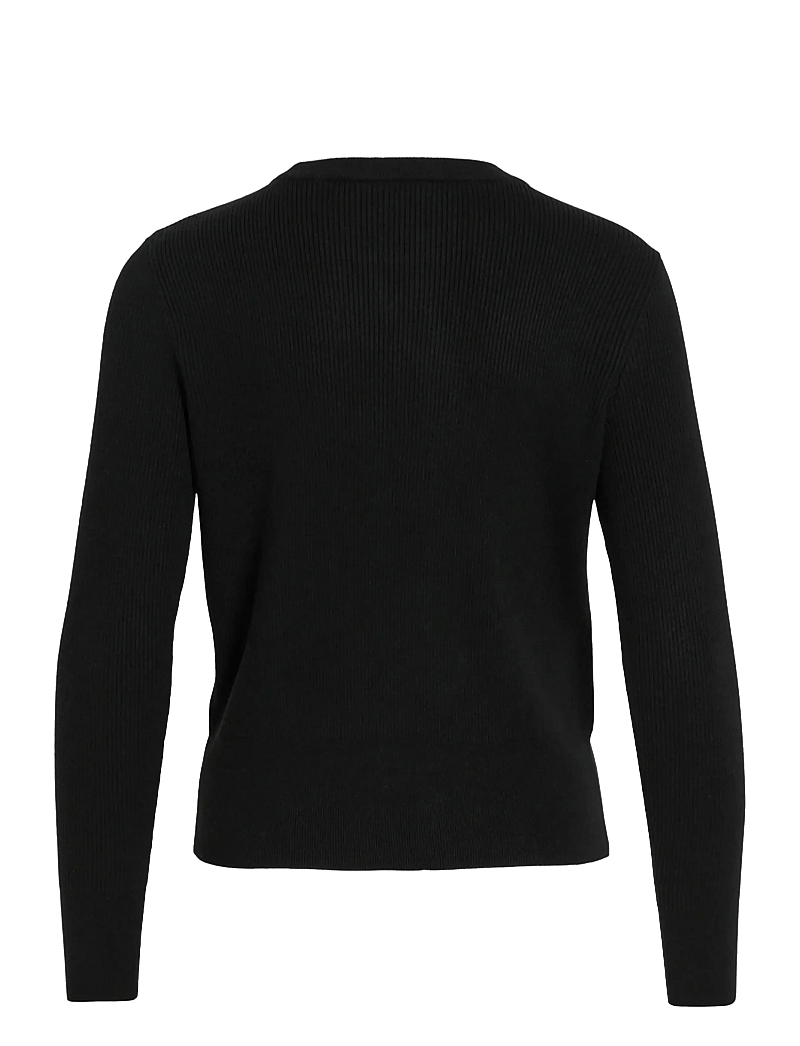 Vila - VICOMFY O-NECK L/S KNIT TOP- NOOS - megztiniai - black - 2