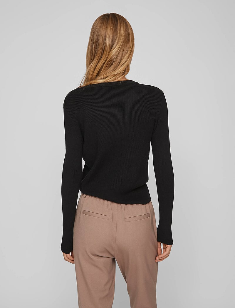 Vila - VICOMFY O-NECK L/S KNIT TOP- NOOS - megztiniai - black - 3
