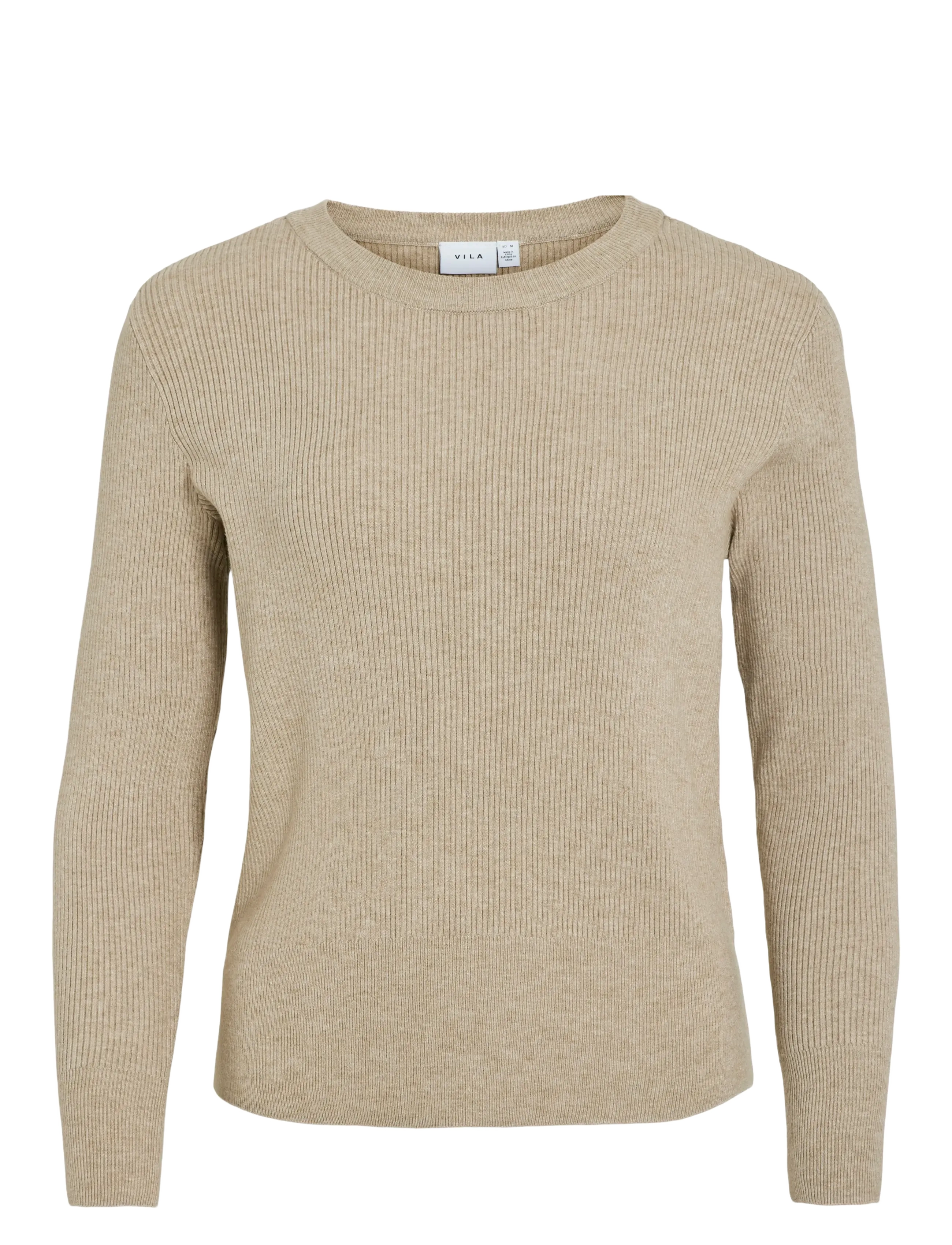 VILA Vicomfy O-Neck L/S Knit Oberteil- Noos Beige - XS - Damen