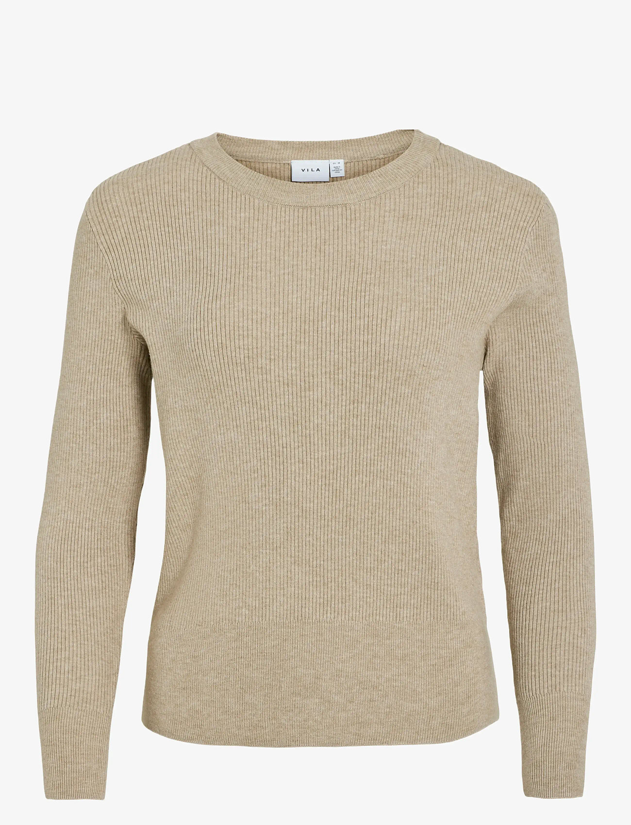 Vila - VICOMFY O-NECK L/S KNIT TOP- NOOS - stickade tröjor - natural melange - 1