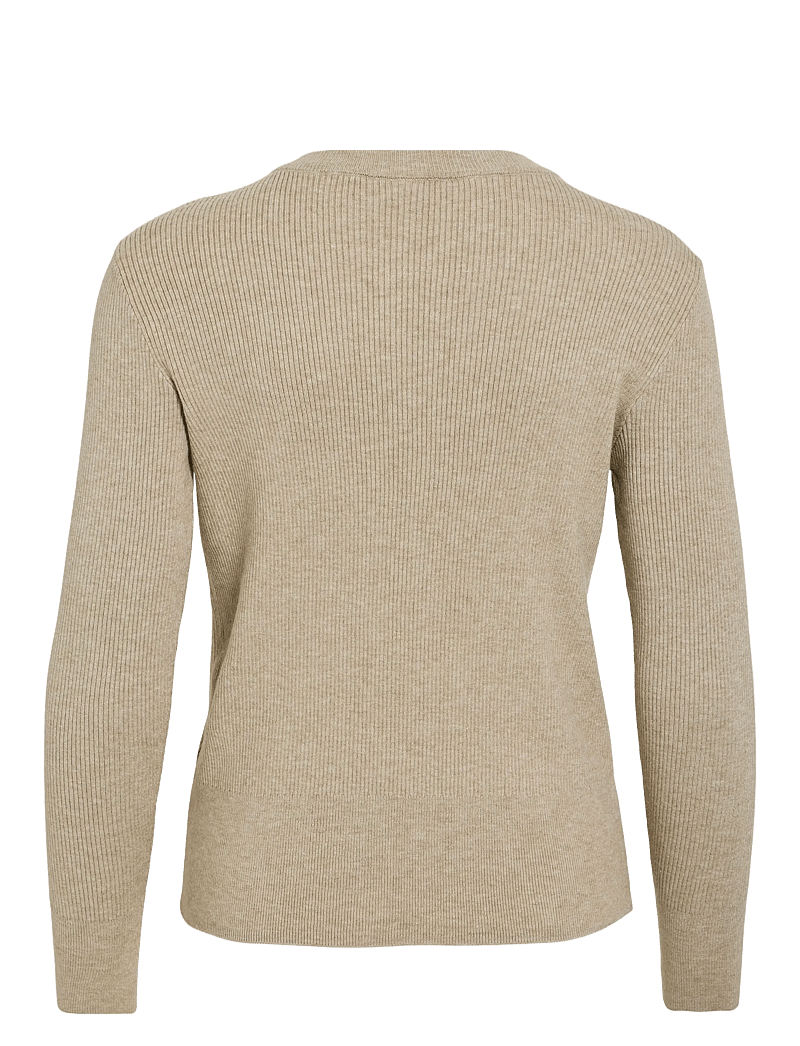 Vila - VICOMFY O-NECK L/S KNIT TOP- NOOS - stickade tröjor - natural melange - 2