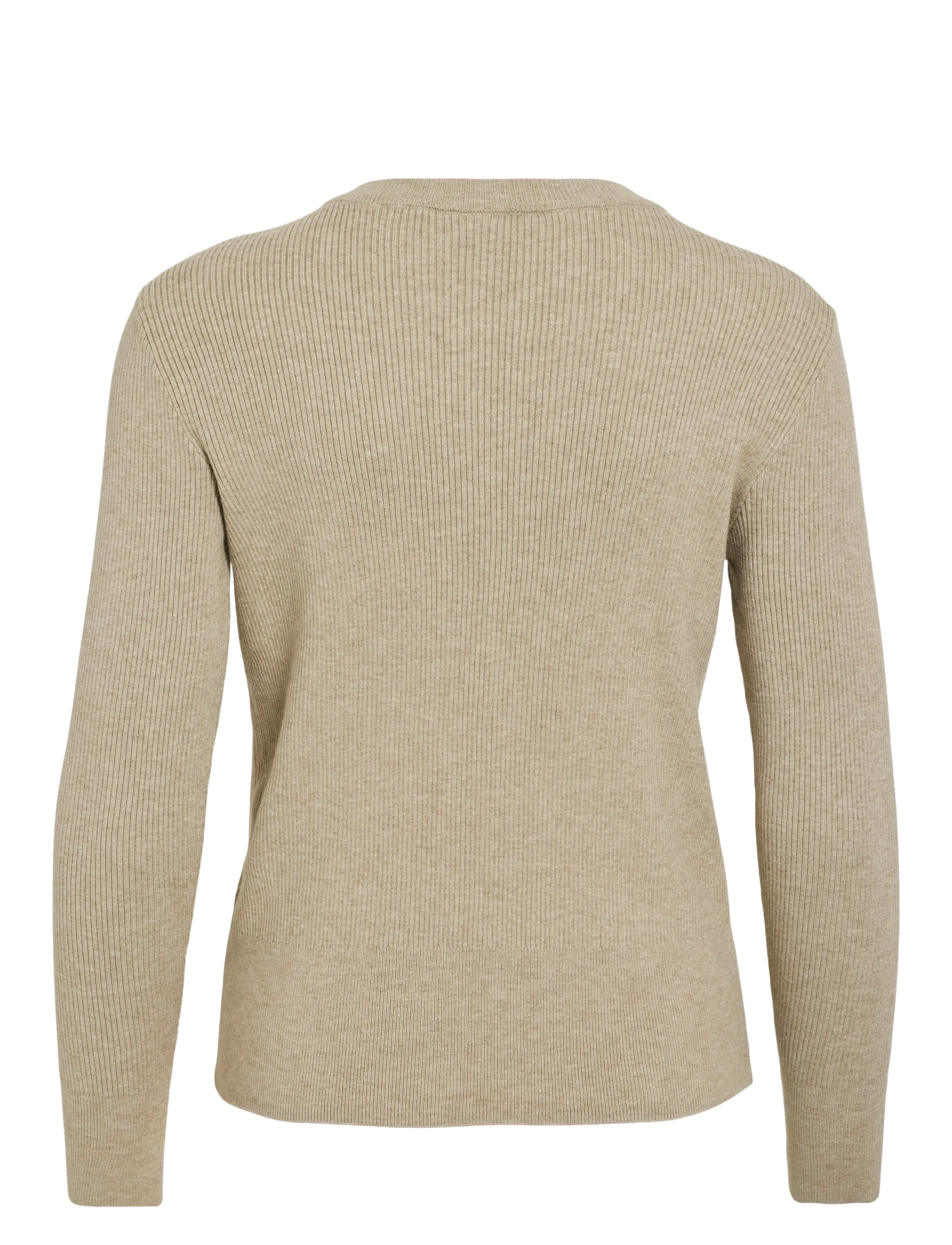 Vila - VICOMFY O-NECK L/S KNIT TOP- NOOS - striktrøjer - natural melange - 2