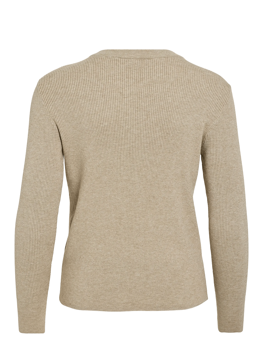 Vila - VICOMFY O-NECK L/S KNIT TOP- NOOS - striktrøjer - natural melange - 2