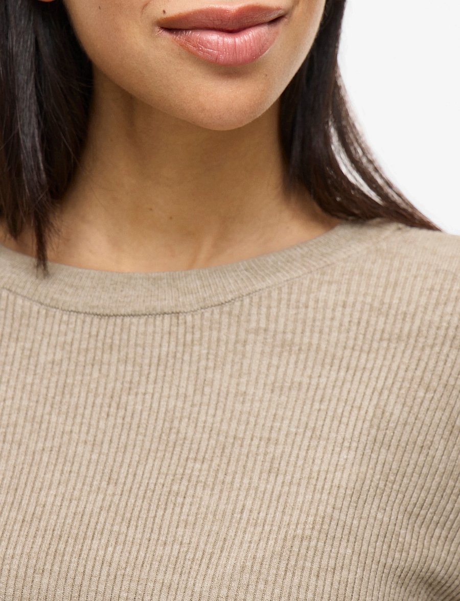 Vila - VICOMFY O-NECK L/S KNIT TOP- NOOS - striktrøjer - natural melange - 5