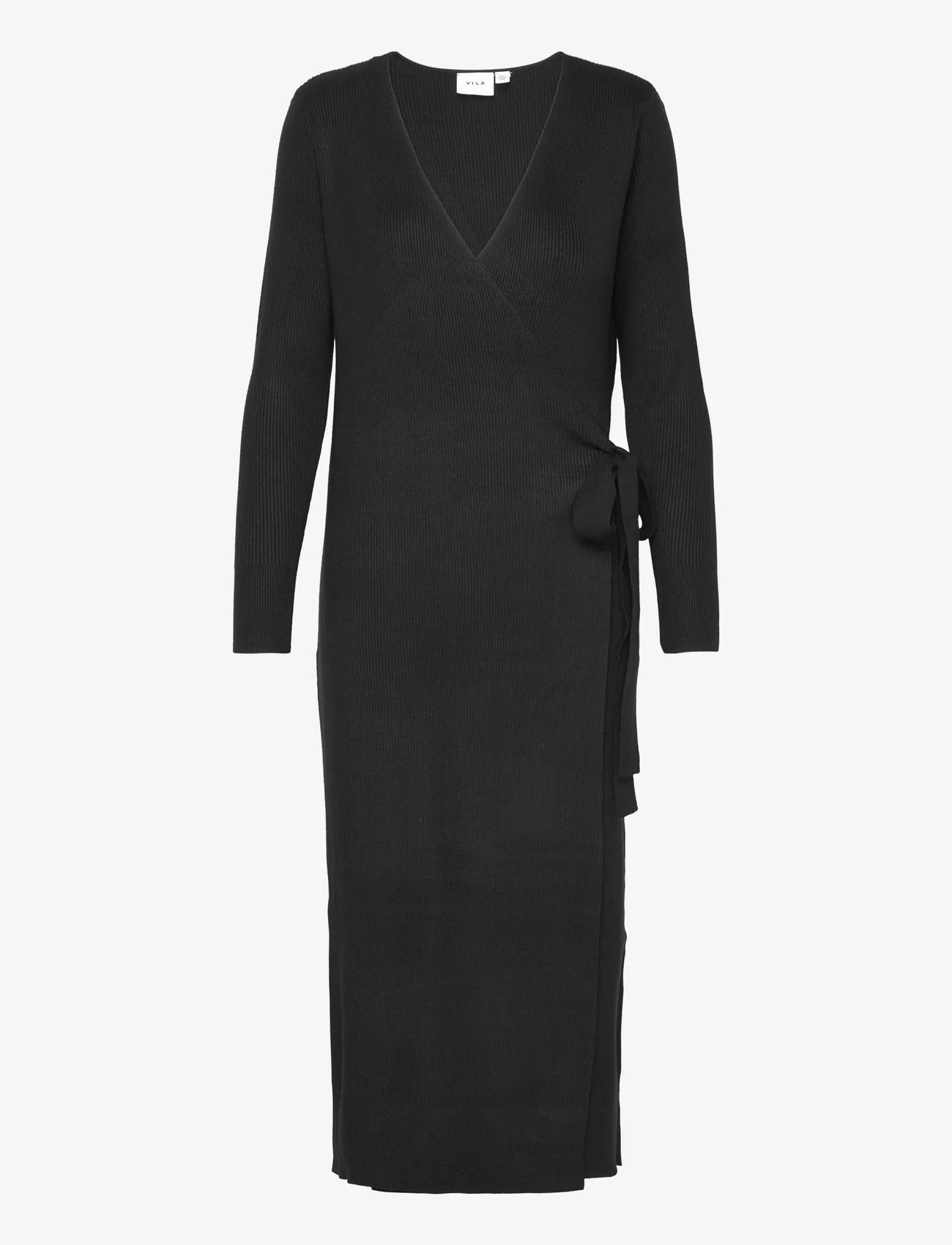 Vila - VICOMFY L/S WRAP KNIT DRESS/SU - NOOS - wrap dresses - black - 0