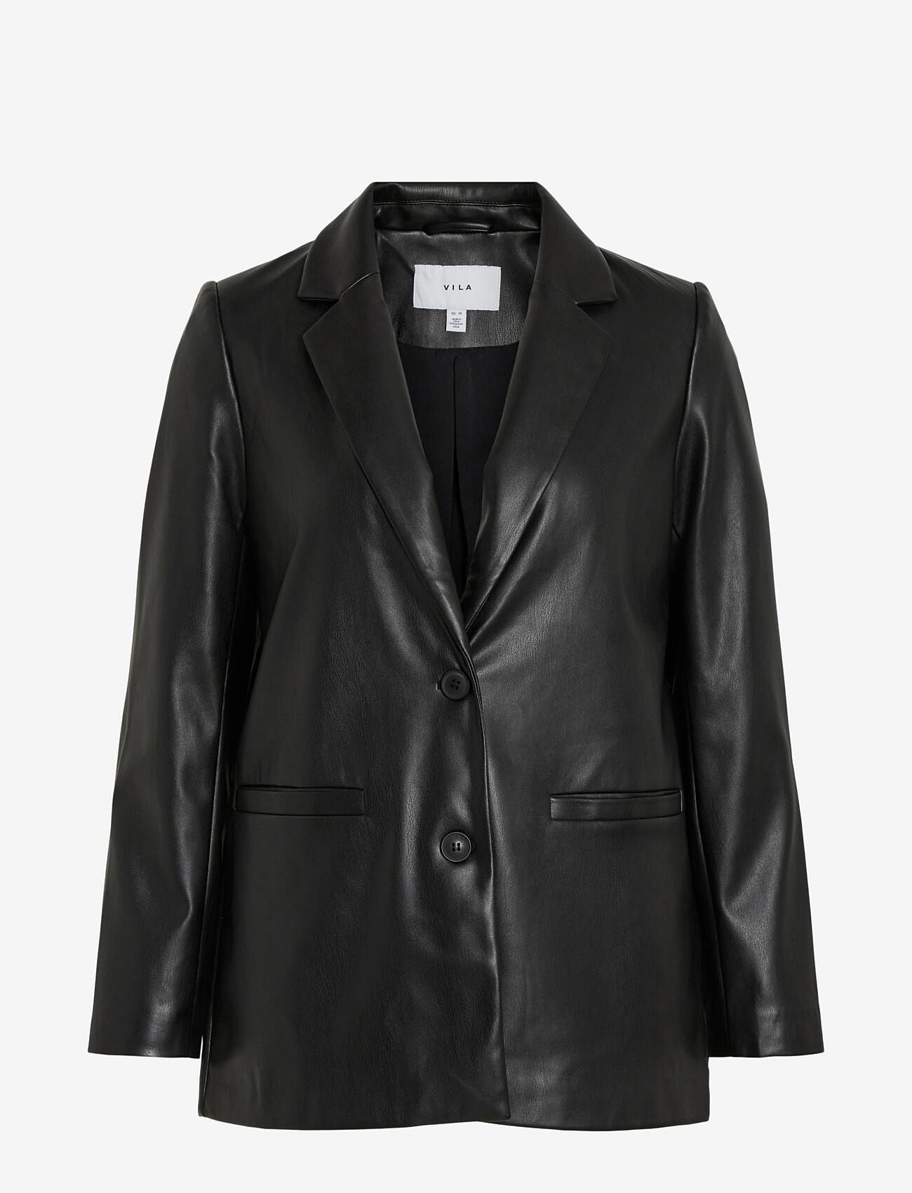 Vila - VINILLE COATED LOOSE BLAZER - NOOS - black - 0