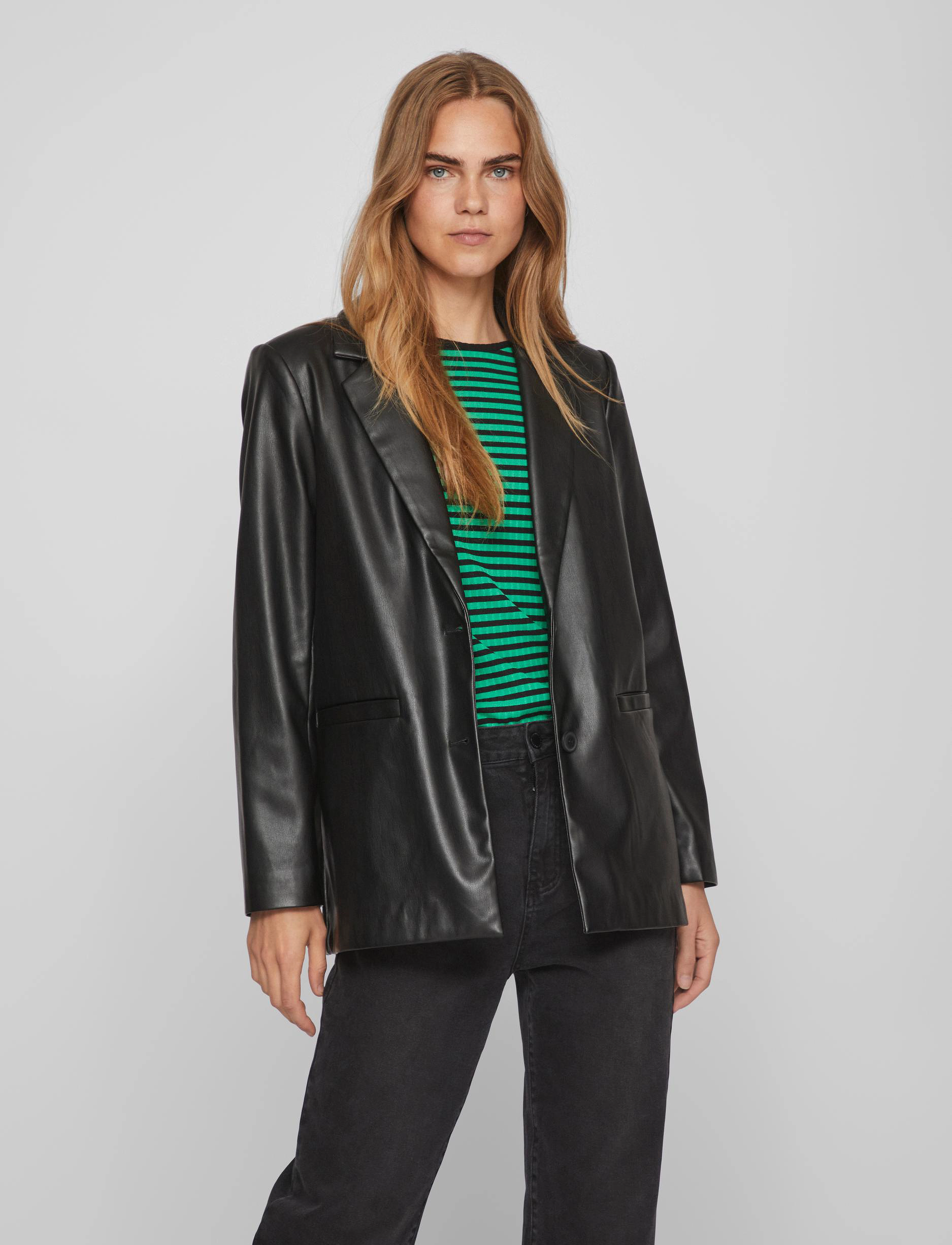 Vila - VINILLE COATED LOOSE BLAZER - NOOS - black - 2