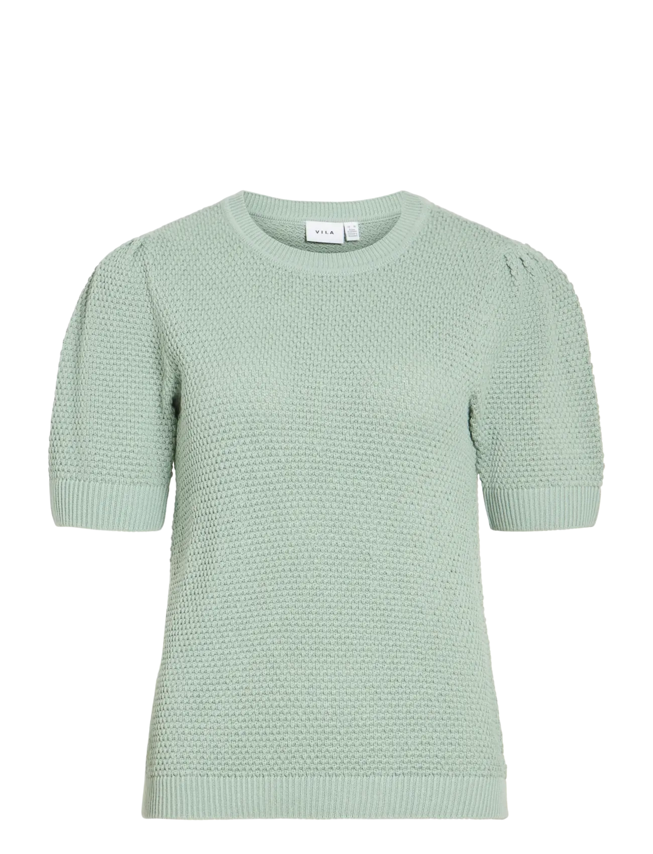 Vila VIDALO O-NECK S/S KNIT TOP - NOOS - Vila - BLUE SURF / green