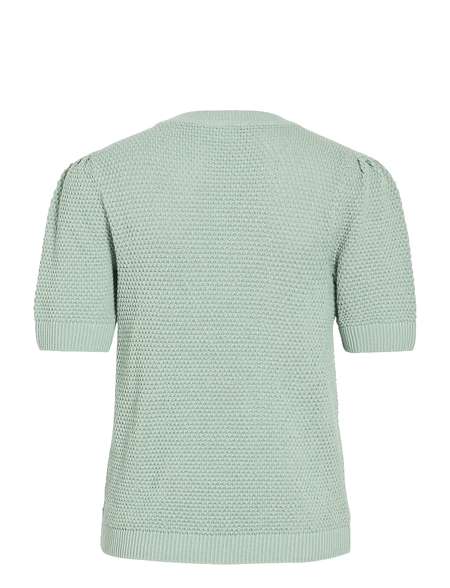 Vila - VIDALO O-NECK S/S KNIT TOP - NOOS - stickade tröjor - blue surf - 2