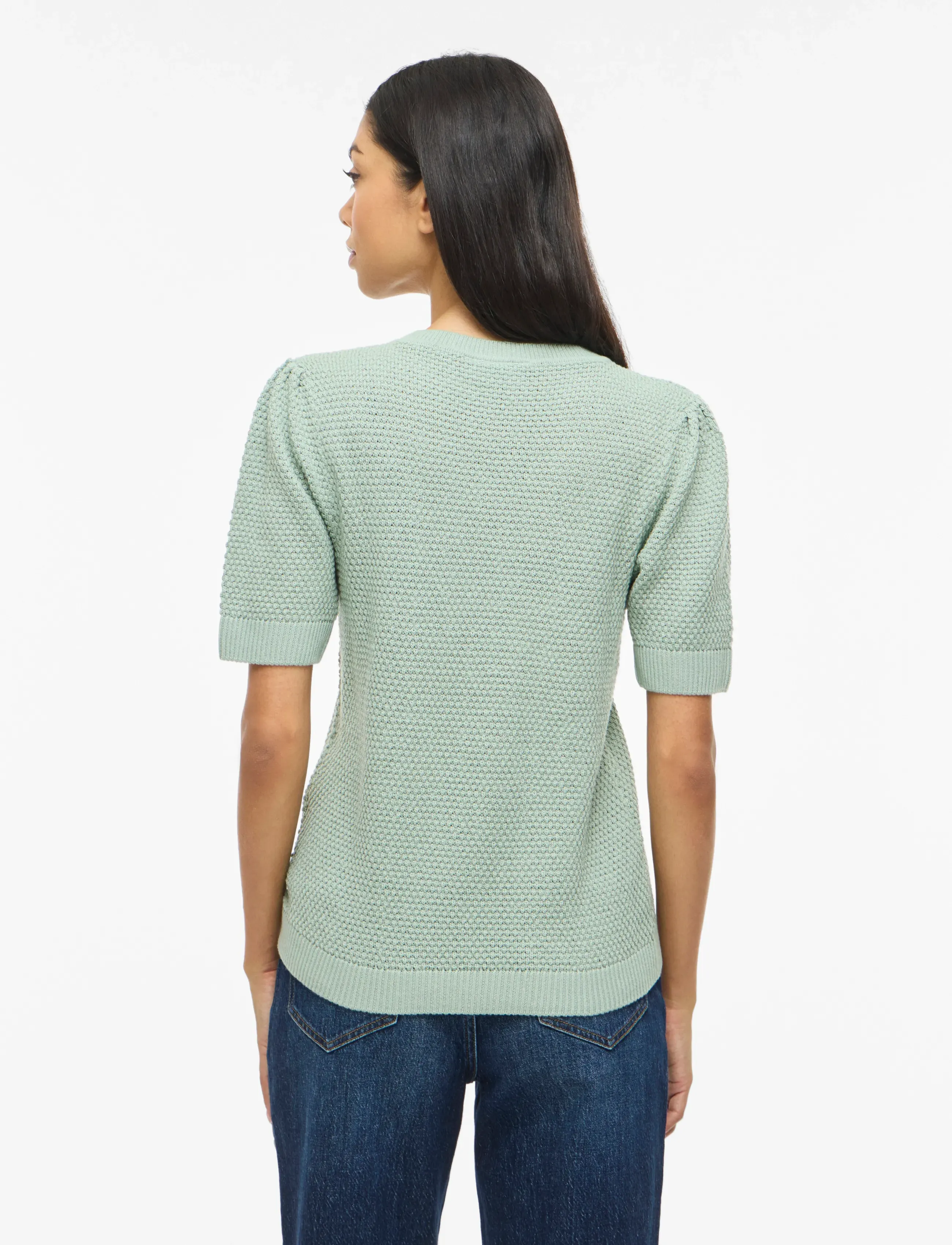 Vila - VIDALO O-NECK S/S KNIT TOP - NOOS - striktrøjer - blue surf - 3