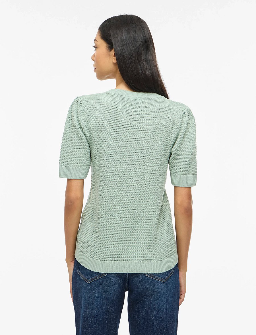 Vila - VIDALO O-NECK S/S KNIT TOP - NOOS - stickade tröjor - blue surf - 3