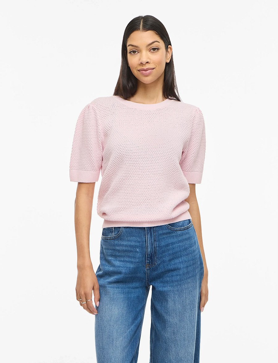 Vila - VIDALO O-NECK S/S KNIT TOP - NOOS - pullover - cherry blossom - 0